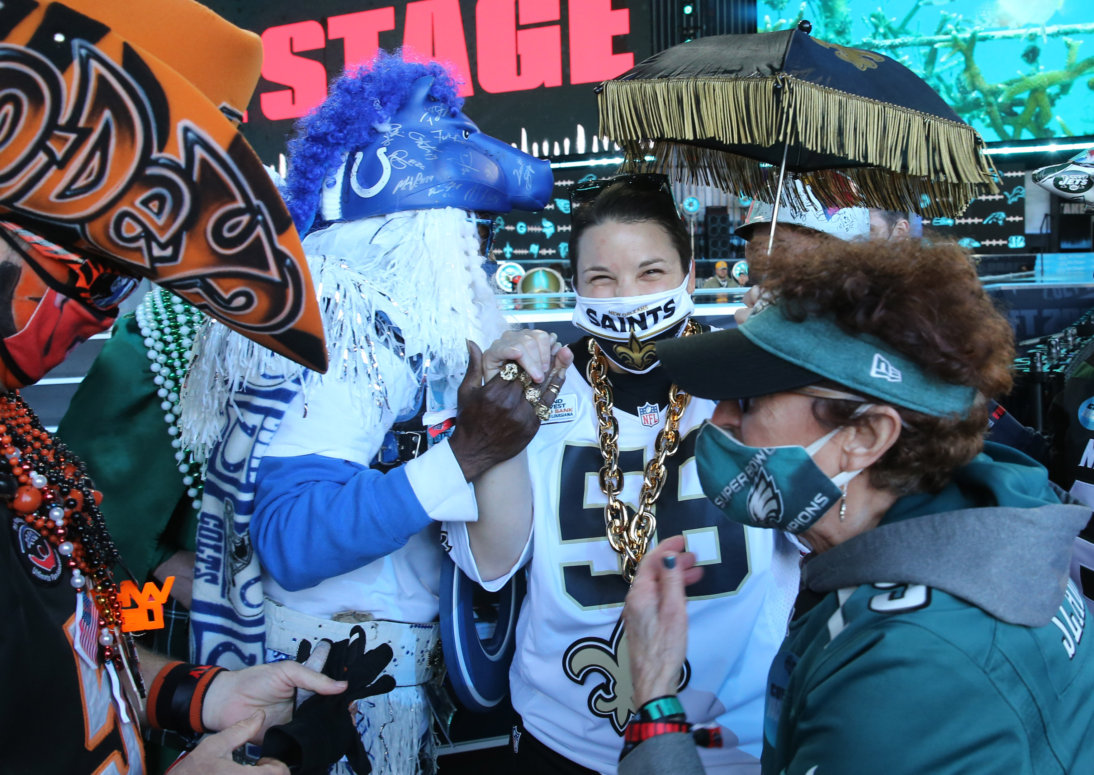 NFL Jerseys And Team Costumes Seen In Downtown Cleveland During The ...