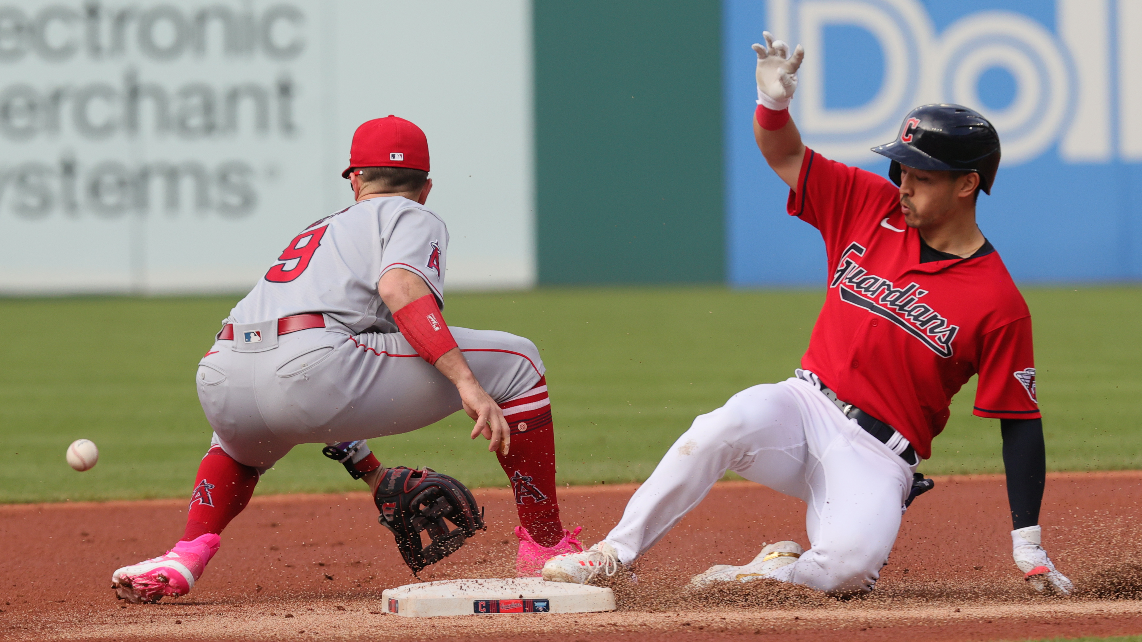 Los Angeles Angels third baseman Gio Urshela throws during the MLB