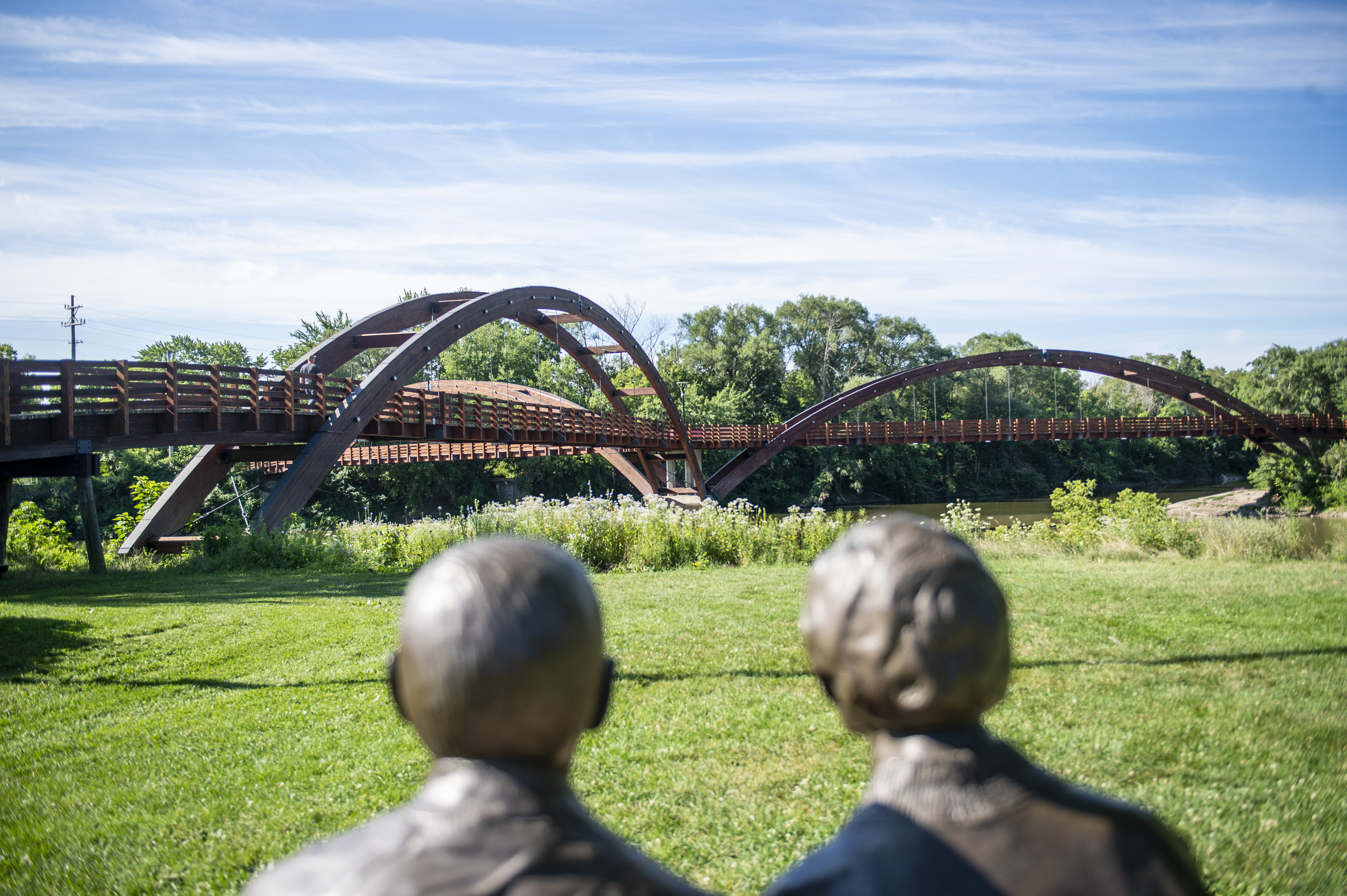 A view of the Tridge in Midland on Thursday, July 30, 2020. The devastating flood in May gushed over the majority of land in this area. (Kaytie Boomer | MLive.com)