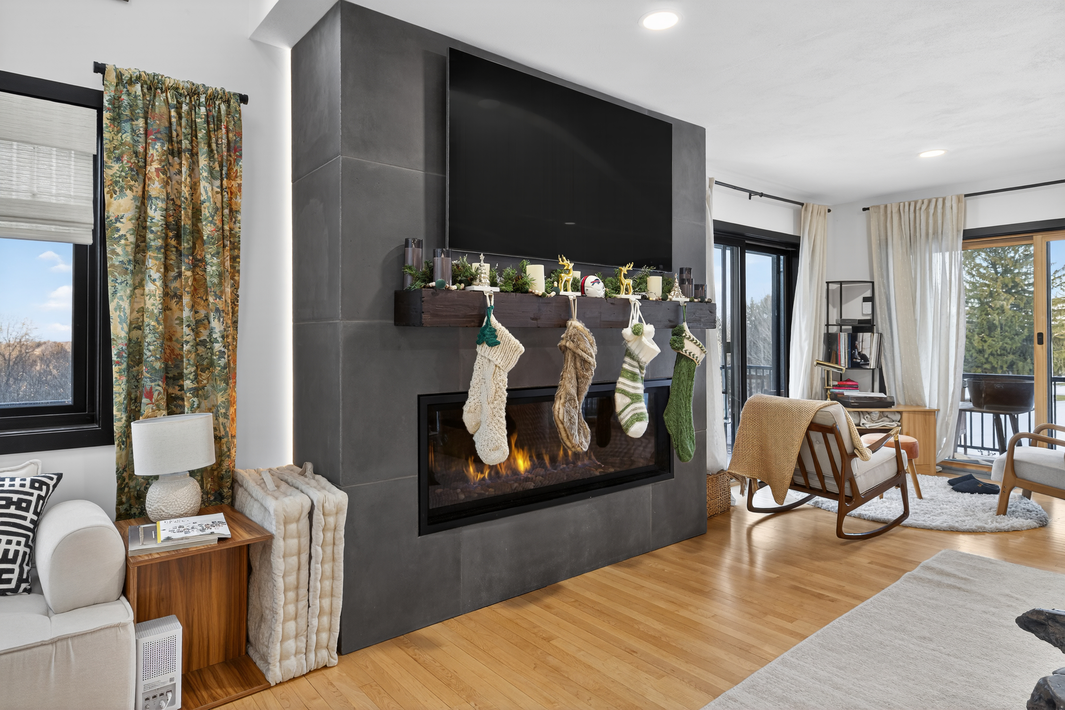 - Christina Cianciosi grew up admiring the house at 101 Alton Street in Syracuse which borders Bellevue Country Club. In 2022, she bought the unique home and gave it an extensive renovation. The main living room's fireplace is gas. Courtesy of Kyle Fedrizzi, owner of kfotography315, LLC.
