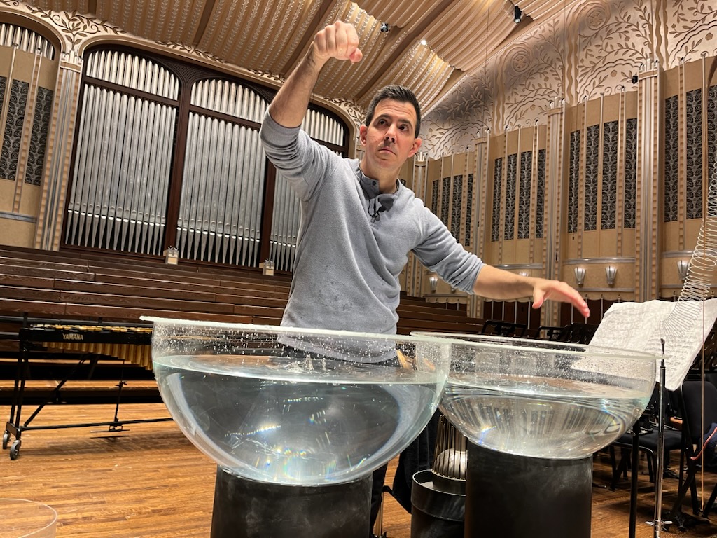 Cleveland Orchestra percussionist use water as an instrument in