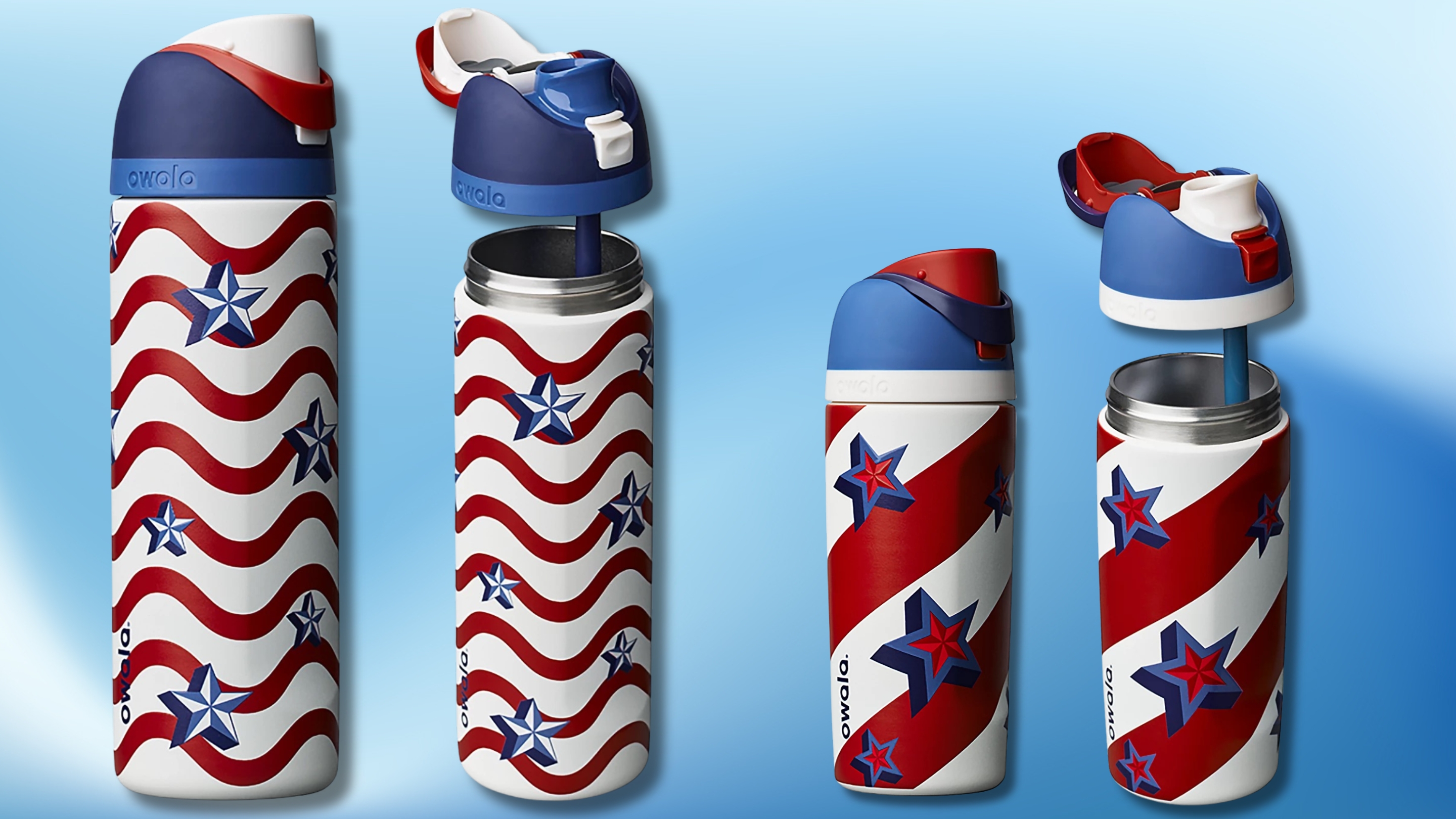 アメリカ限定 Owala 子ども用水筒 約475ml チェック柄 Academy Sports launches exclusive patriotic Owala FreeSip bottles