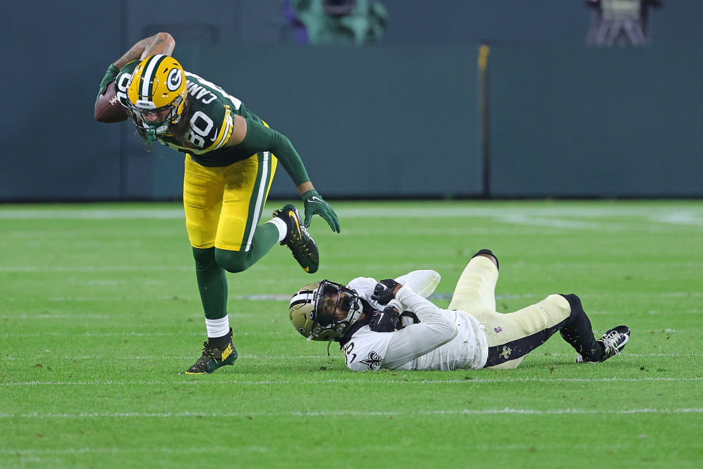 Carolina Panthers cornerback Tae Hayes runs into the end zone for