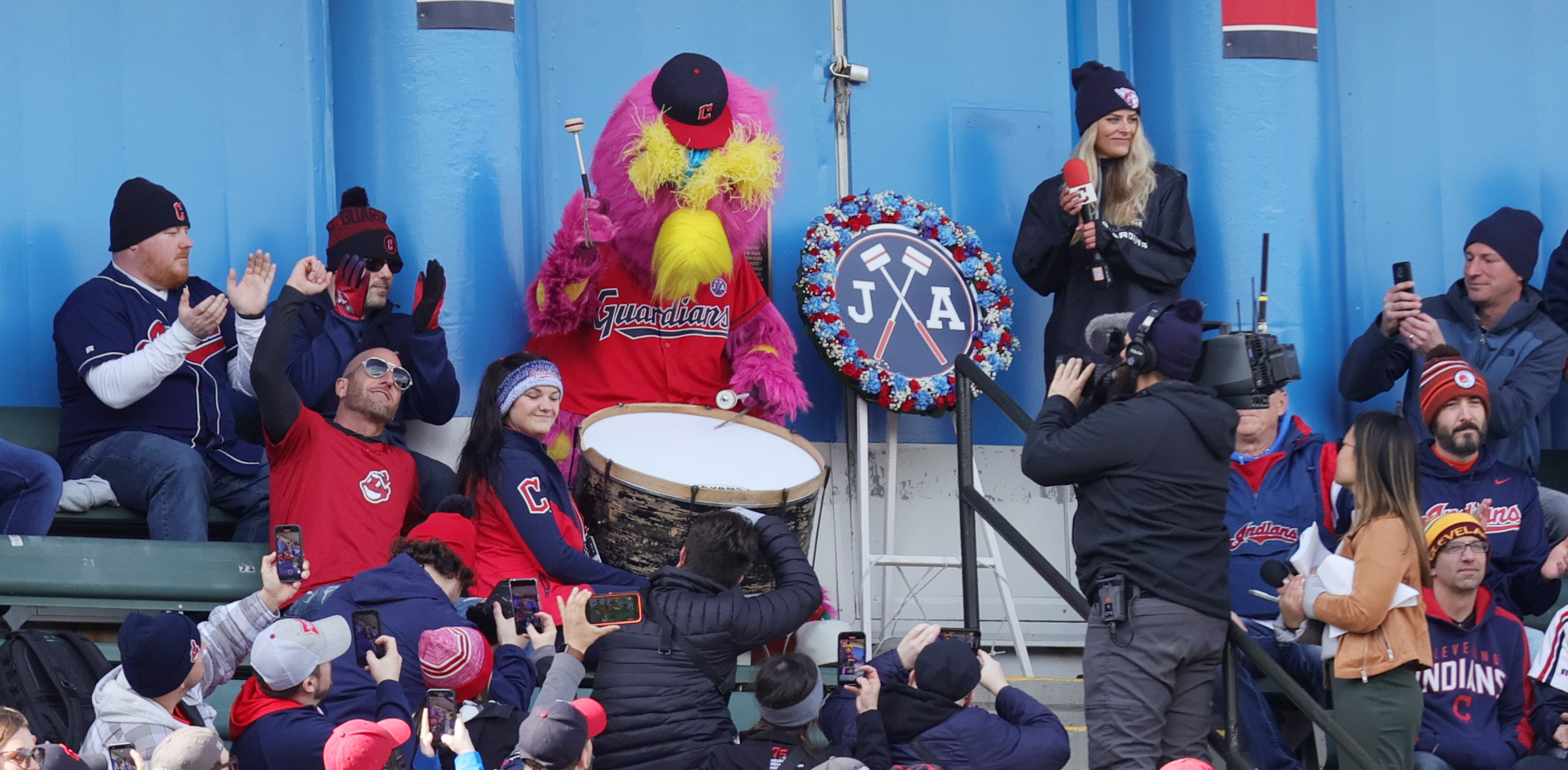 Slider the mascot to help honor Cleveland Guardians drummer John