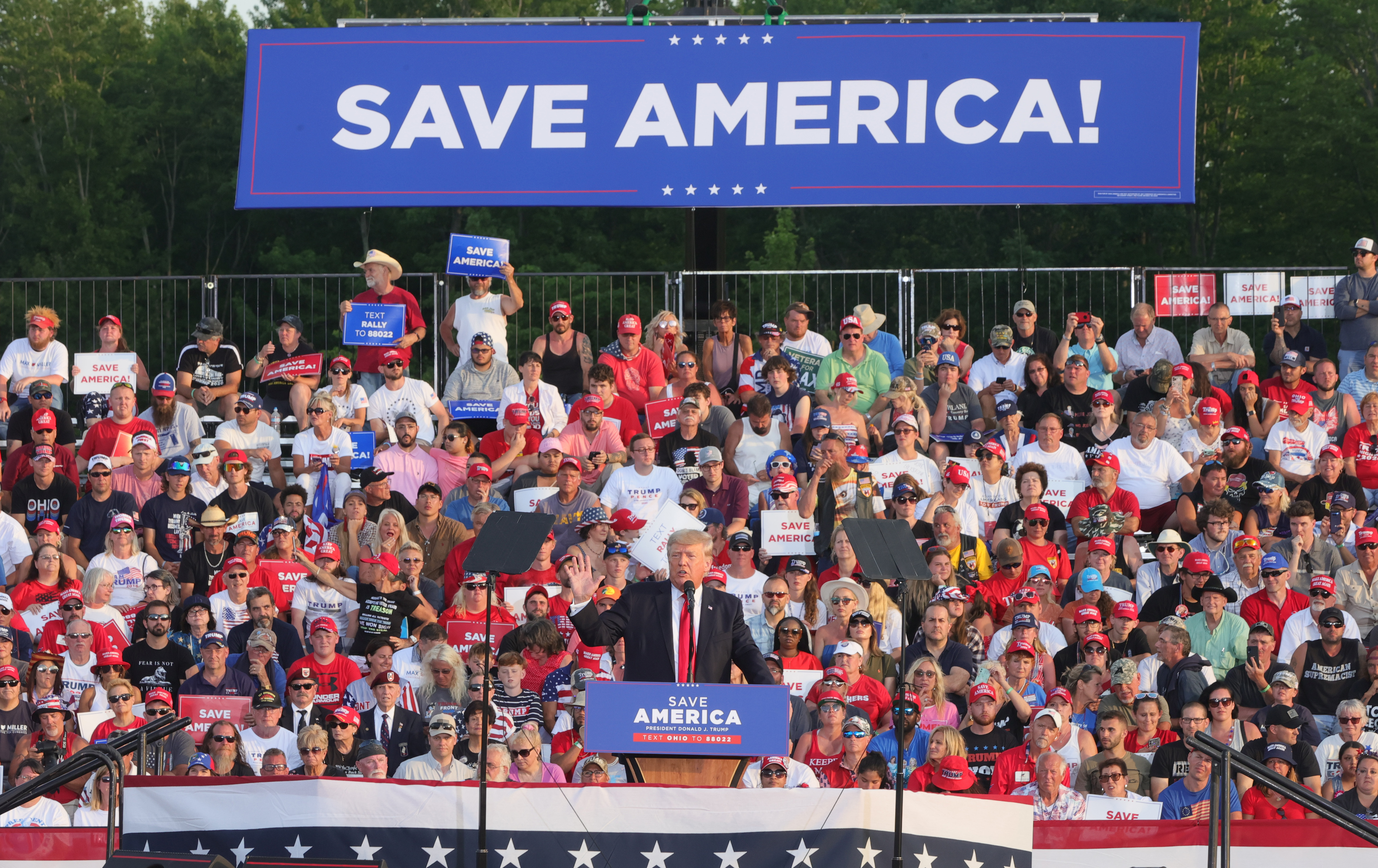 President Donald Trump holds first rally since leaving office at the ...