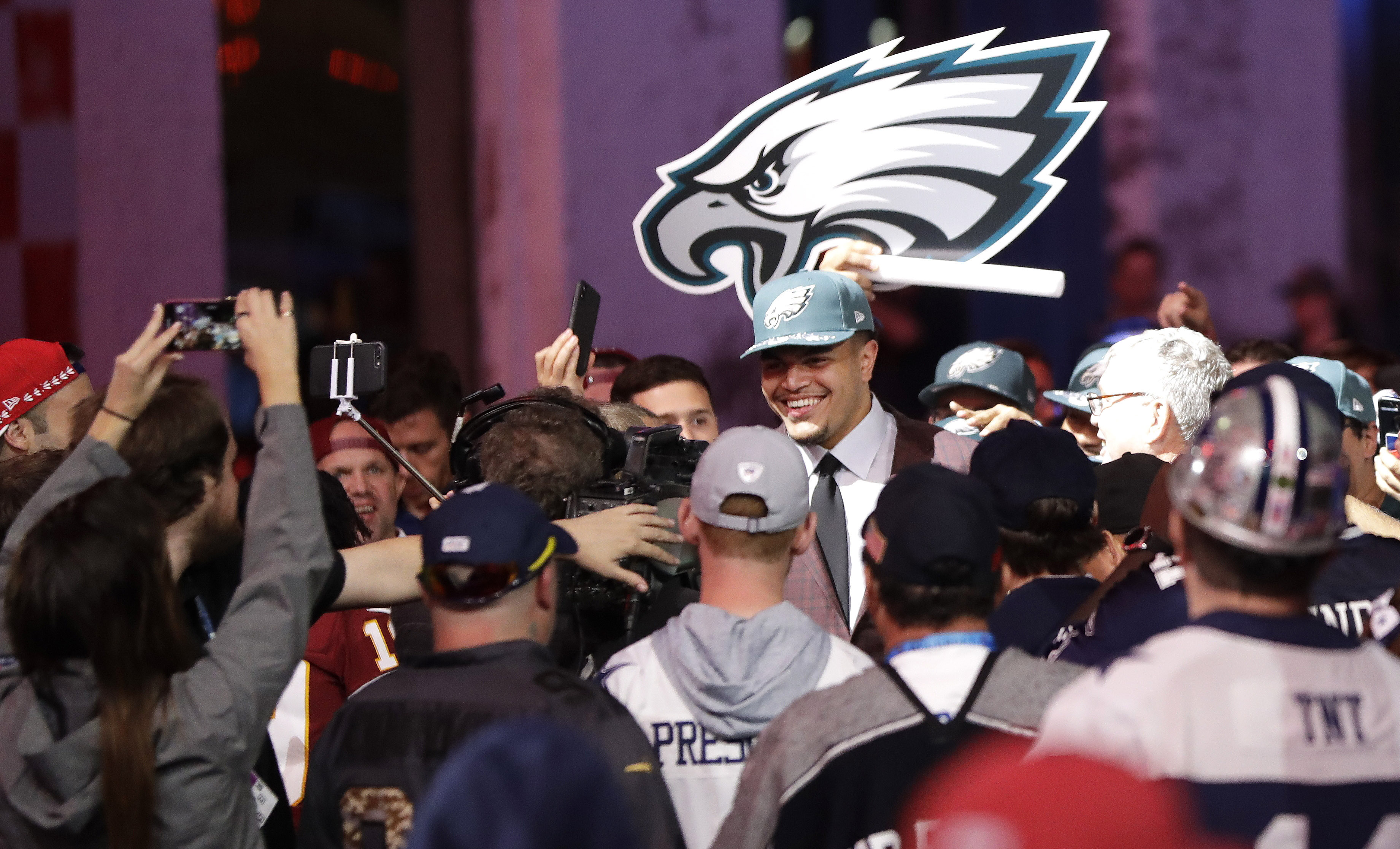 Where will the Dolphins' first-round pick, owned by the Eagles