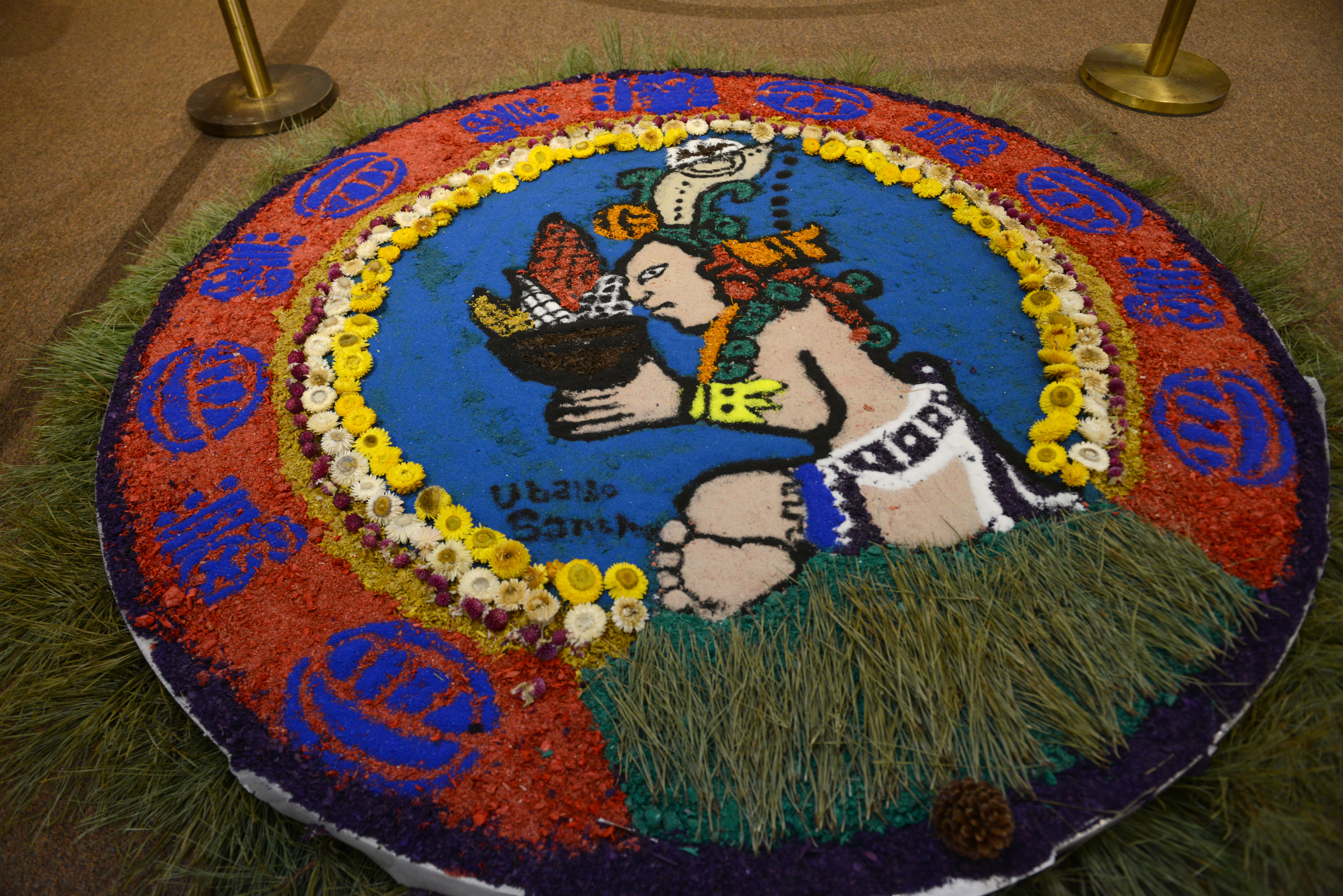 A sawdust carpet by Guatemalan artist Ubaldo Sánchez is on display inside the Down Jersey Folklife Center during the 22nd annual Festival of Fine Craft at Wheaton Arts in Millville, Saturday, Oct. 2, 2021.