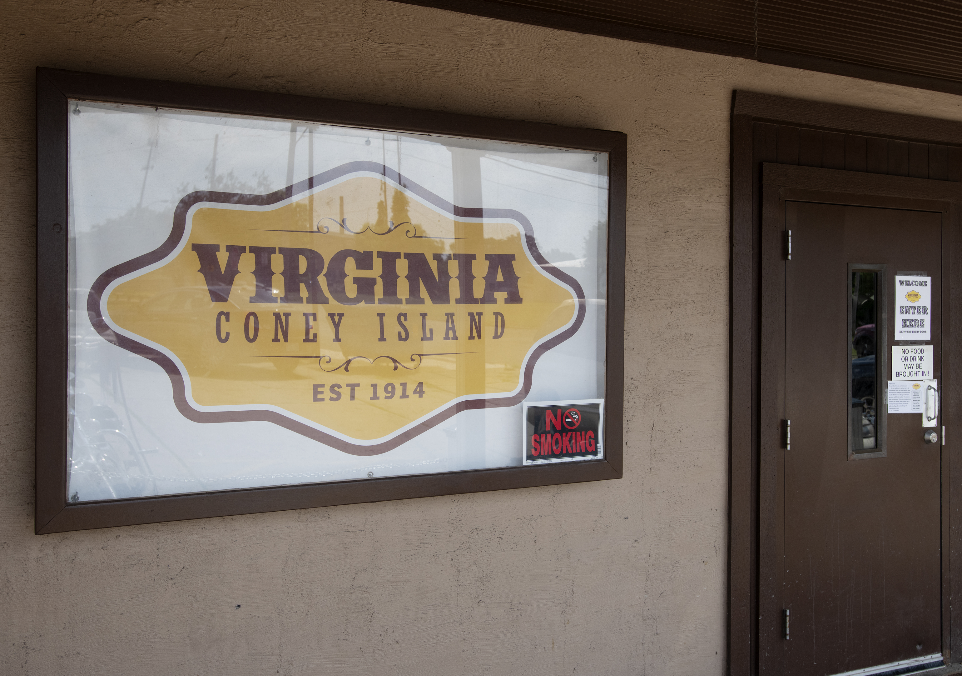 The back door at Virginia Coney Island, 649 E. Michigan Ave., on Monday, July 6, 2020. The restaurant has been serving the Jackson community since 1914.