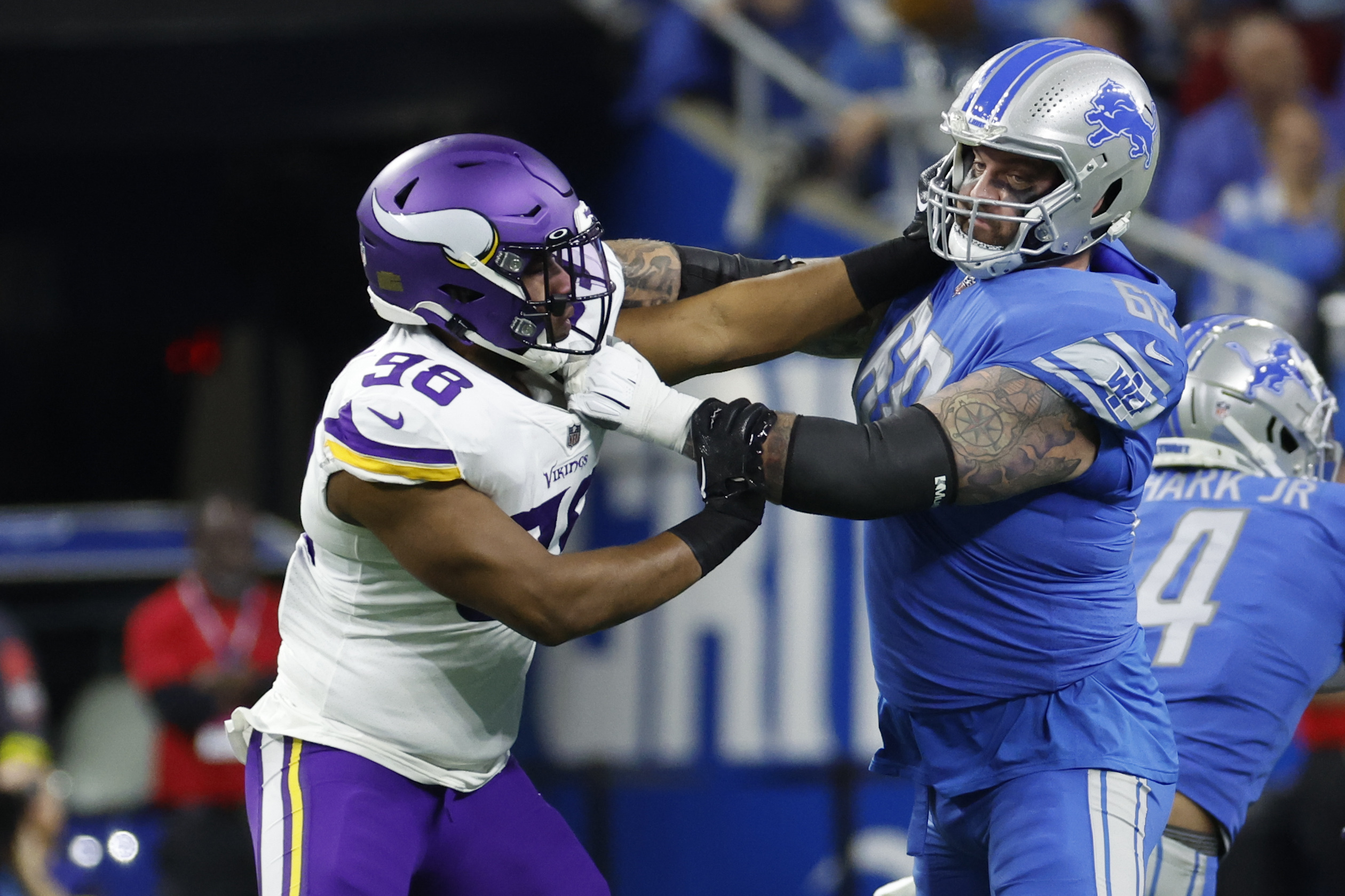 Minnesota Vikings head coach Kevin O'Connell watches during the first half  of an NFL football game against the Detroit Lions Sunday, Dec. 11, 2022, in  Detroit. (AP Photo/Paul Sancya)