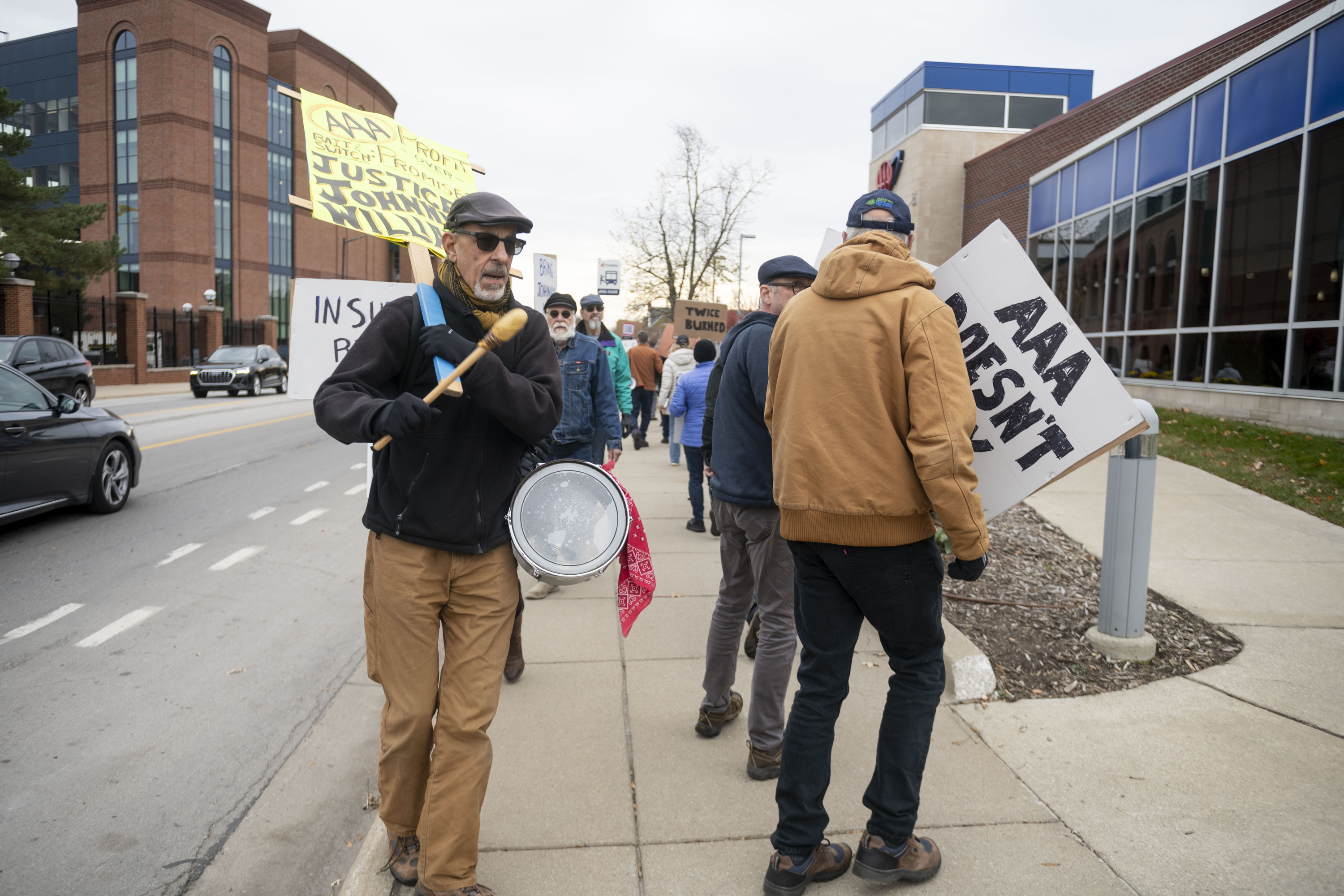 Supporters of Johnny's Speakeasy protest outside AAA offices
