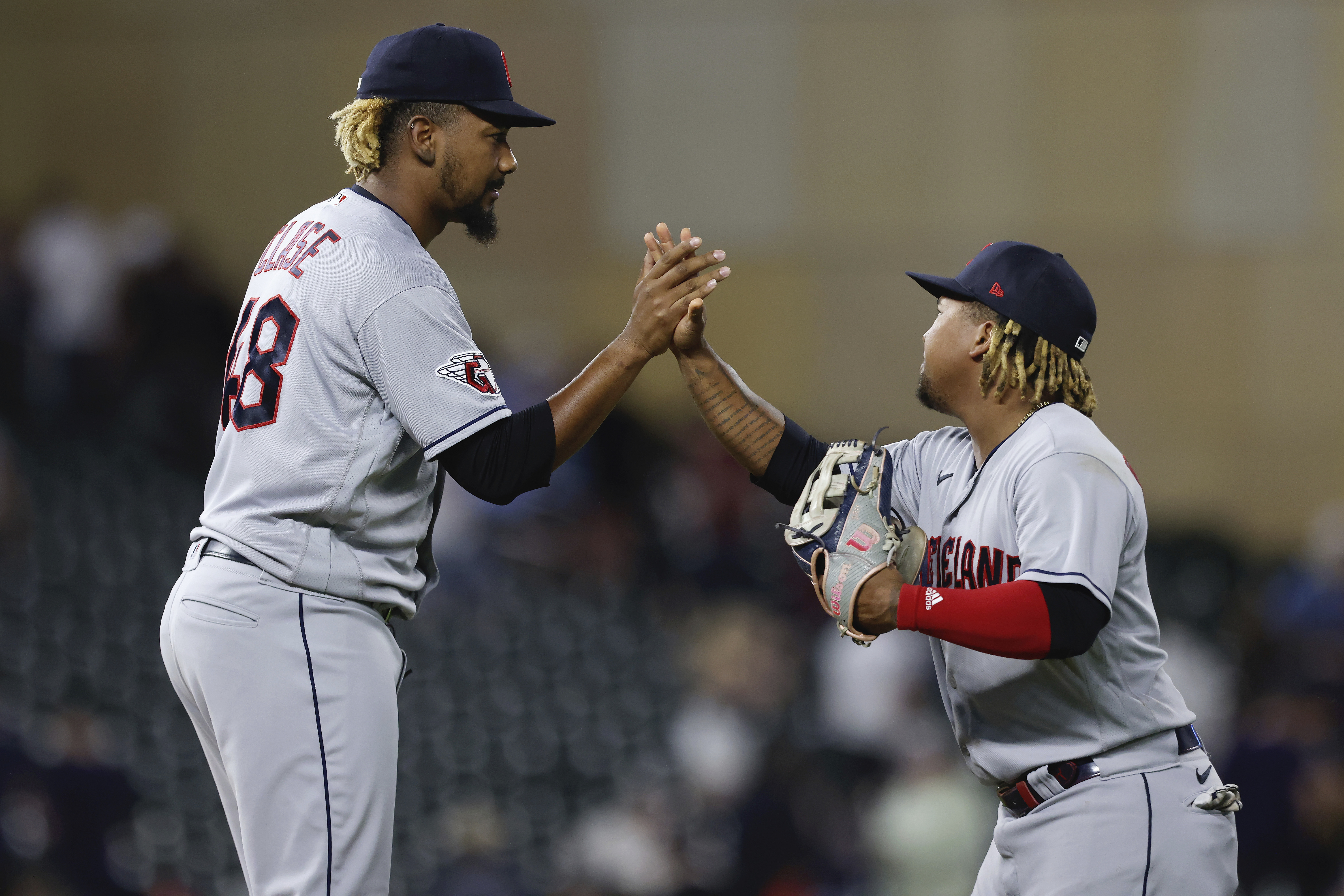 MINNEAPOLIS, MN - MAY 14: Cleveland Guardians left Fielder