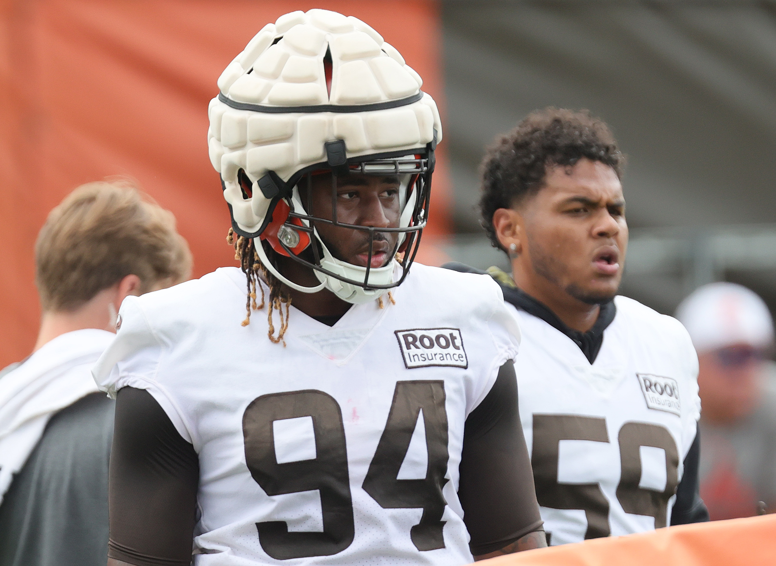 Cleveland Browns defensive end Alex Wright (94) runs off of the line of  scrimmage during an NFL football game against the Cincinnati Bengals,  Monday, Oct. 31, 2022, in Cleveland. (AP Photo/Kirk Irwin