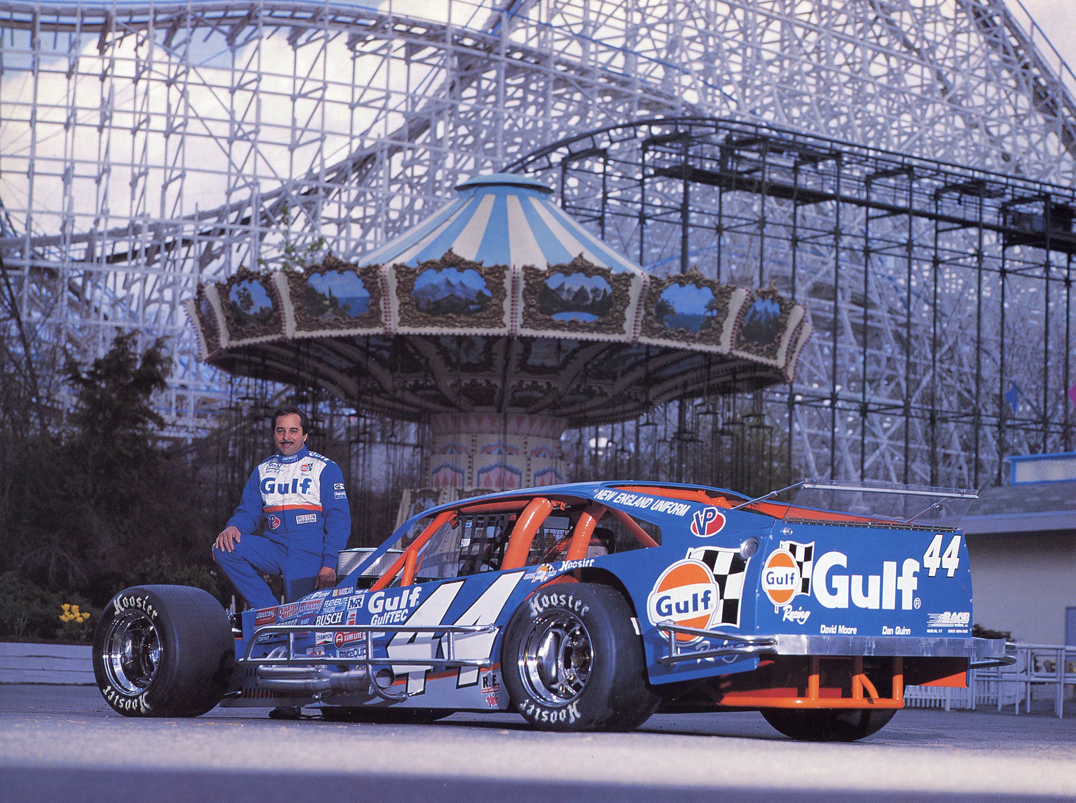 Reggie Ruggiero poses with the No. 44 car, owned by Agawam's Mario Fiore, at Riverside Park prior to the 1996 NASCAR Modified Tour season. Both Ruggiero and Fiore will be inducted Jan. 29 into the New England Antique Racers Hall of Fame.