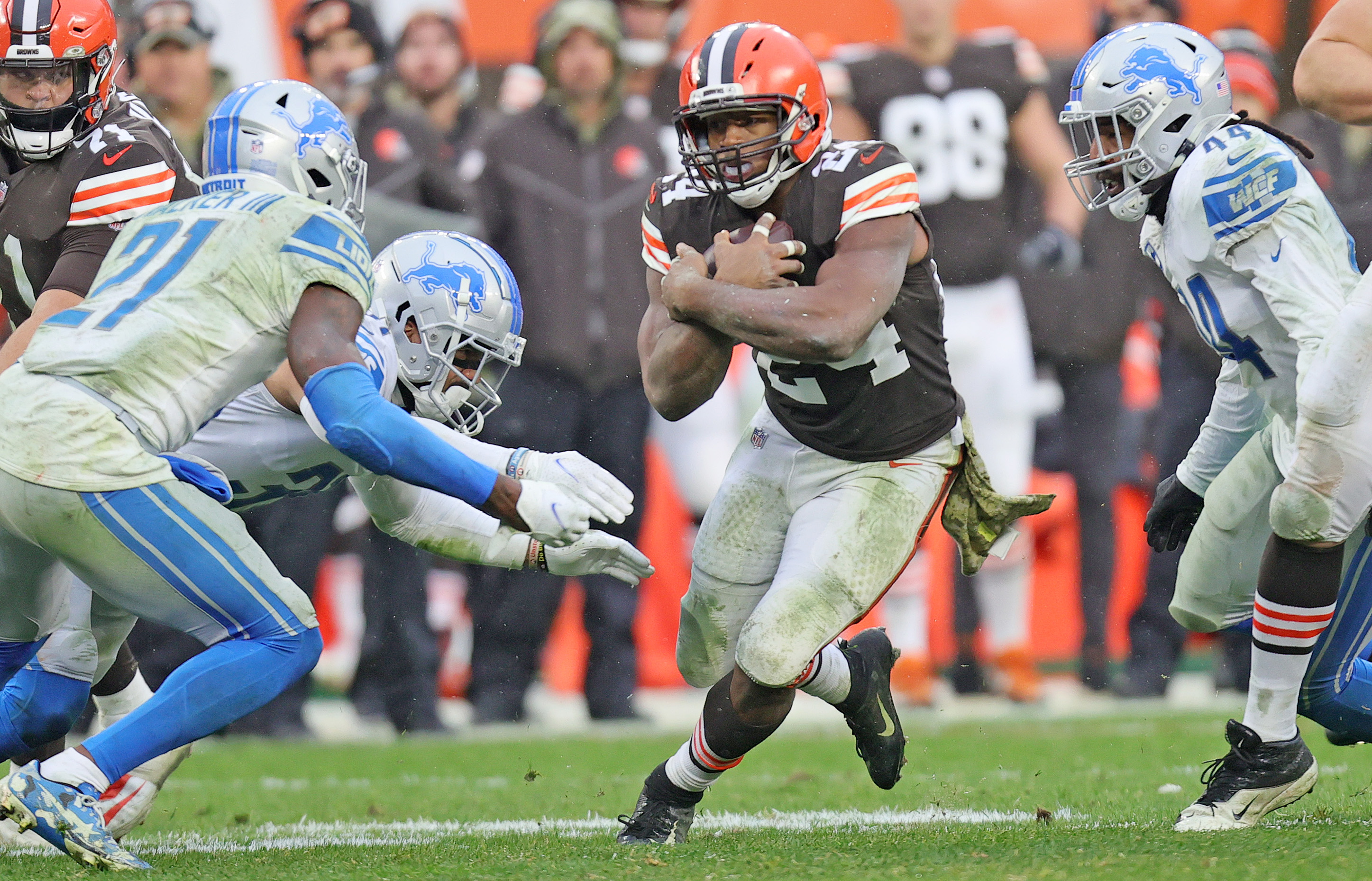 Cleveland Browns running back Nick Chubb vs. Detroit Lions, November 21,  2021 