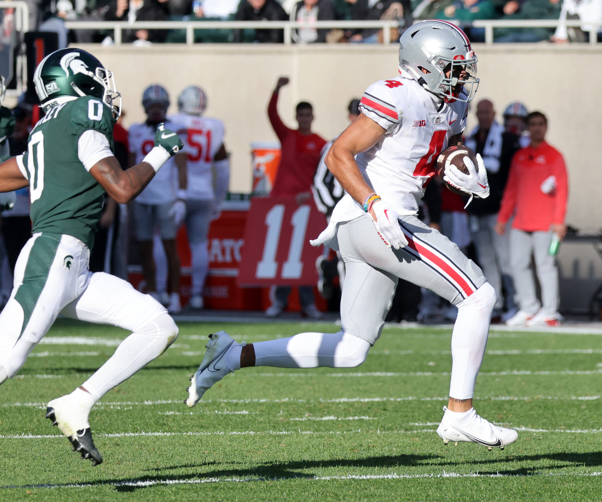 Rutgers quarterback Noah Vedral (0) reacts walking off the field against  Michigan State during the first