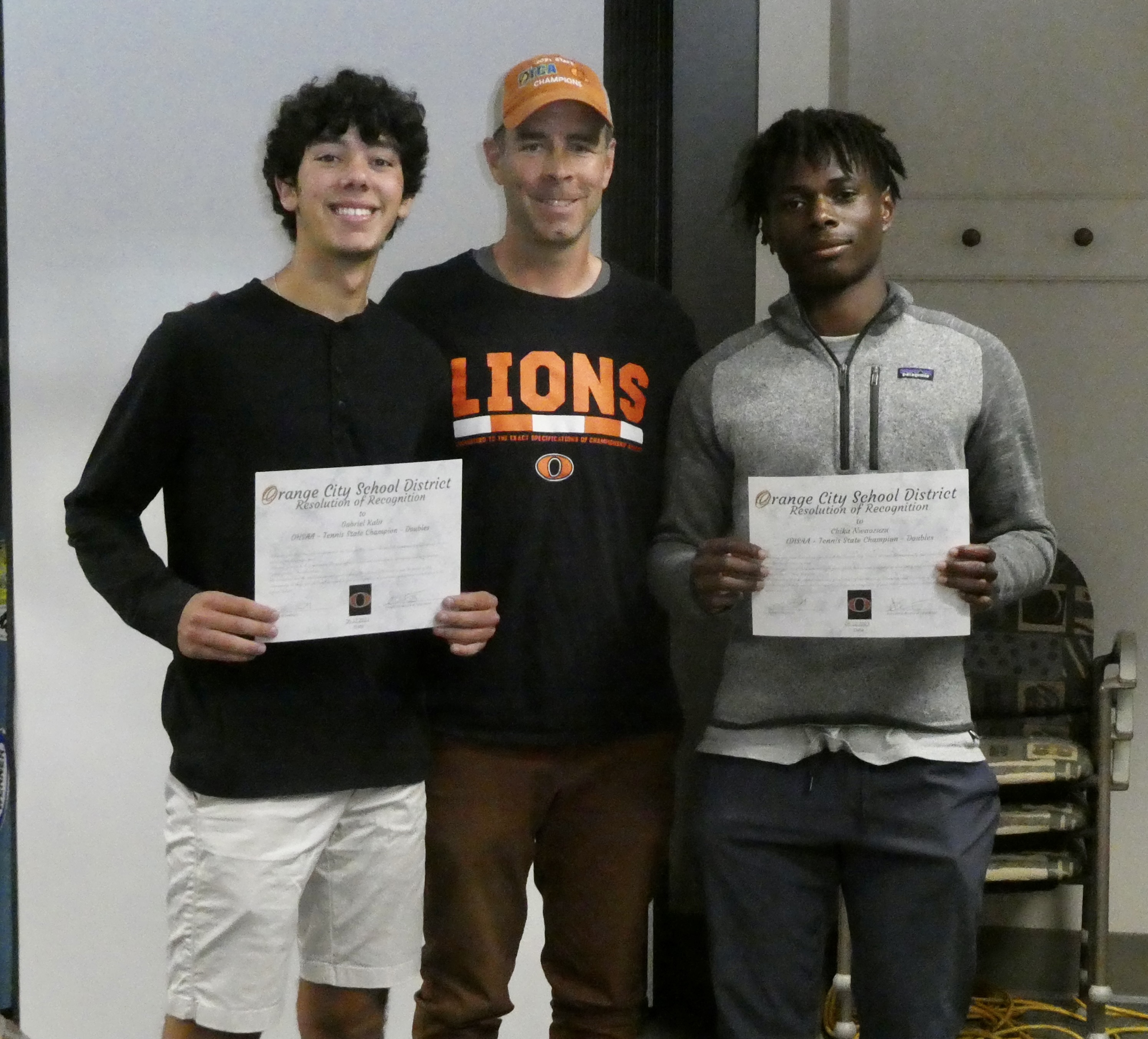 Orange High School boys tennis team recognized at school board meeting