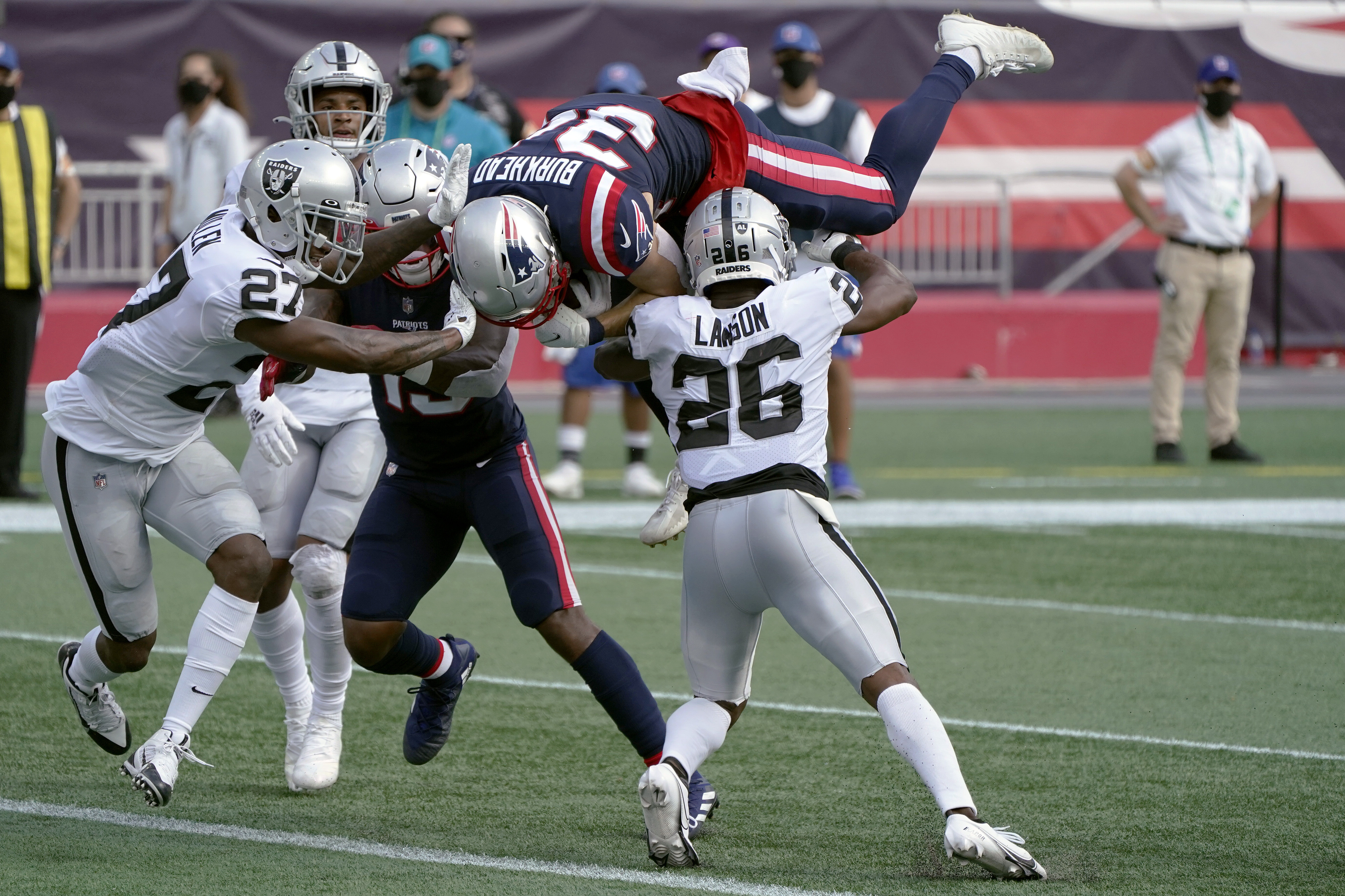 Rex Burkhead's 3 touchdowns push New England Patriots past Las Vegas Raiders,  36-20 