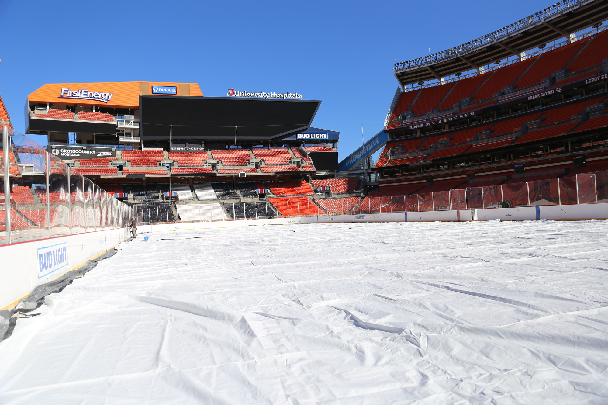 Ice rink being installed in FirstEnergy Stadium for upcoming events ...