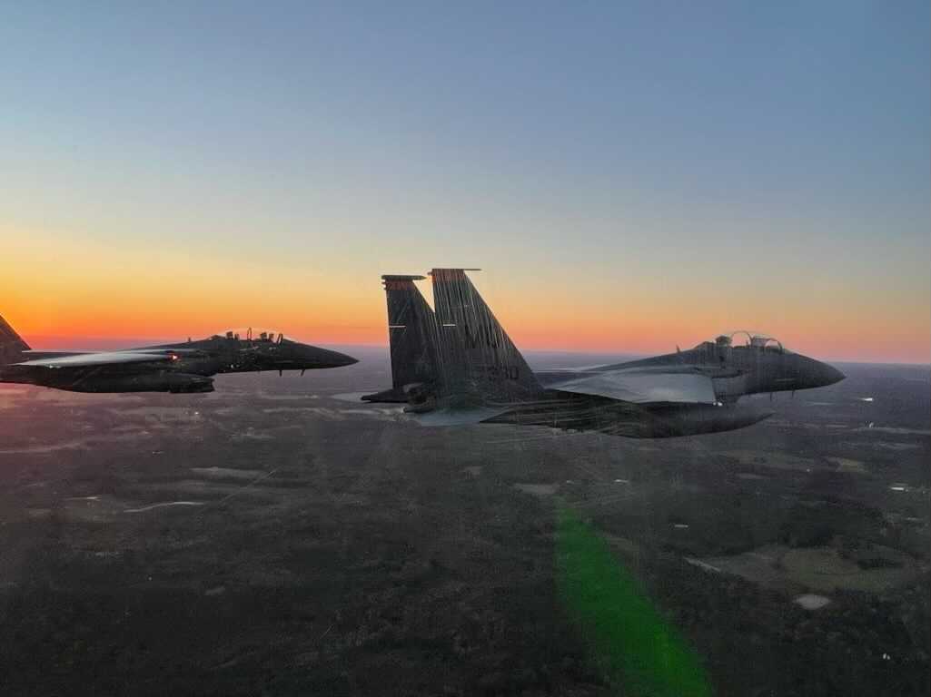 Pregame Military Parachute Team Performance And F-15 Flyover Are