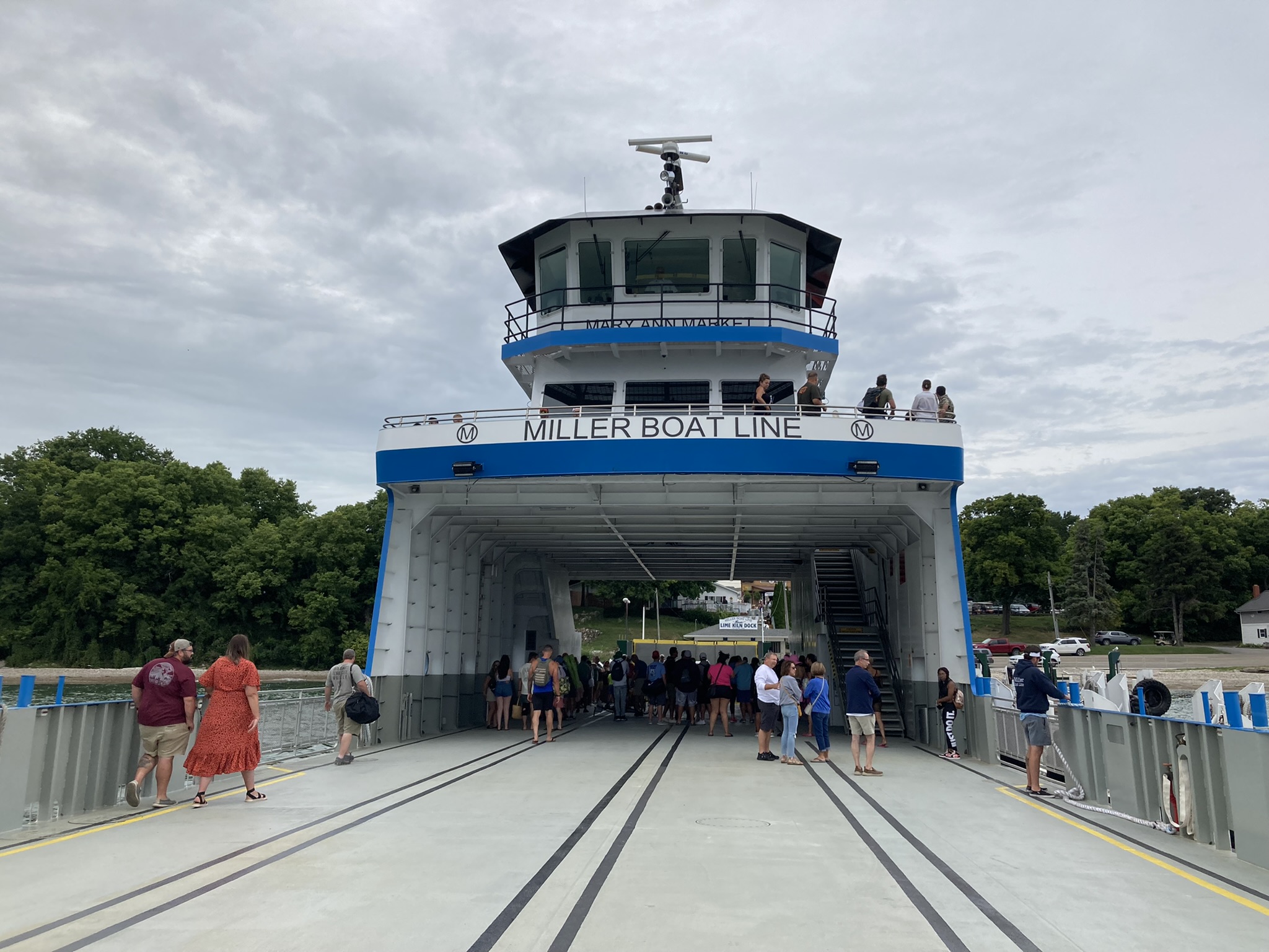 On board the Mary Ann Market Miller Boat Line s newest sleekest