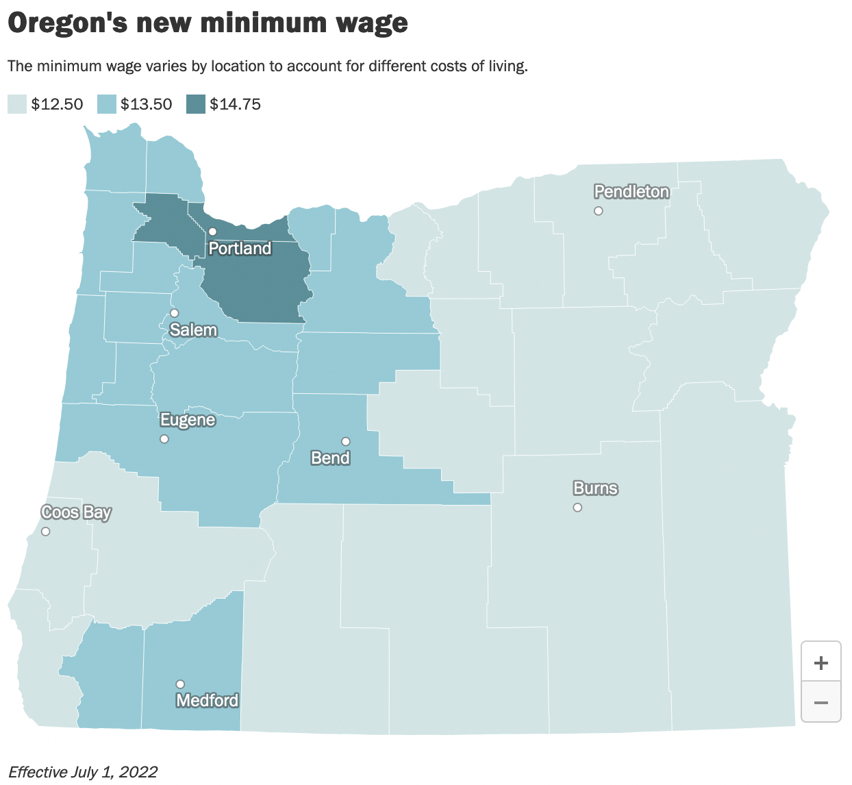 Oregon's minimum wage is going up July 1: Here's what it will be in various  parts of the state - oregonlive.com