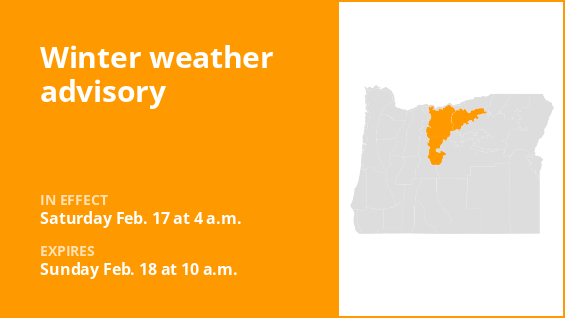 The foothills of the southern Blue Mountains in Oregon, north-central Oregon and central Oregon are under a winter weather warning on Saturday and Sunday.