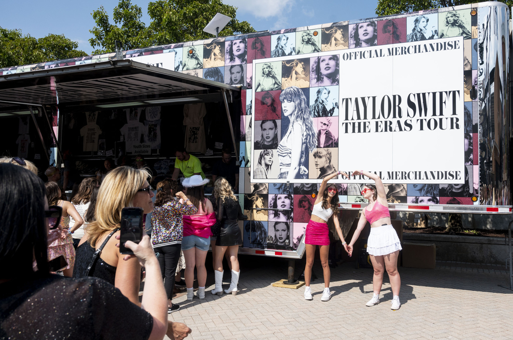 Taylor Swift merchandise truck outside Ford Field 