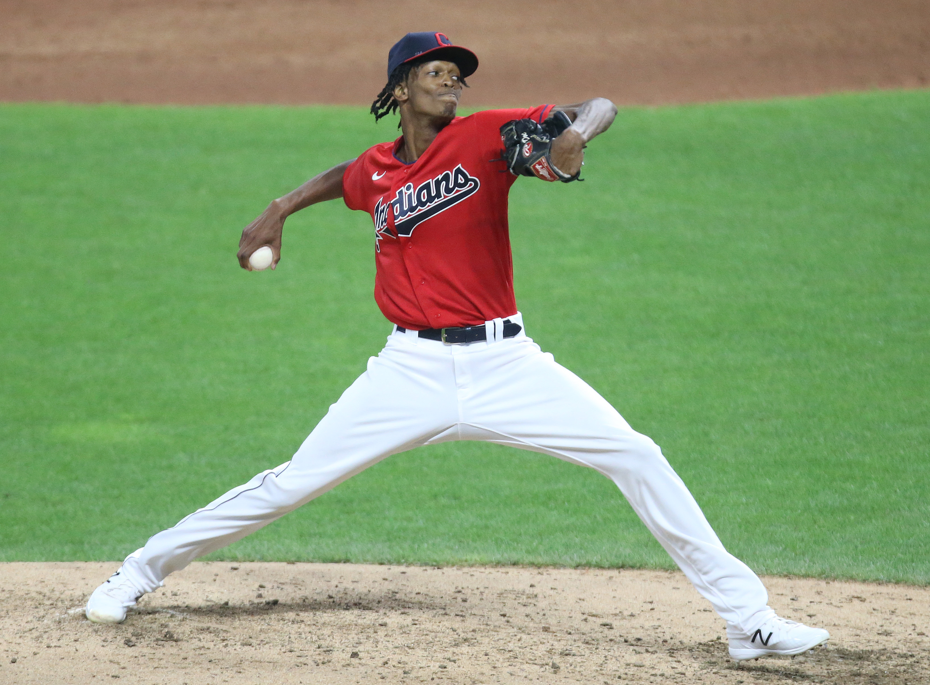 Triston McKenzie of the Cleveland Indians delivers a pitch against