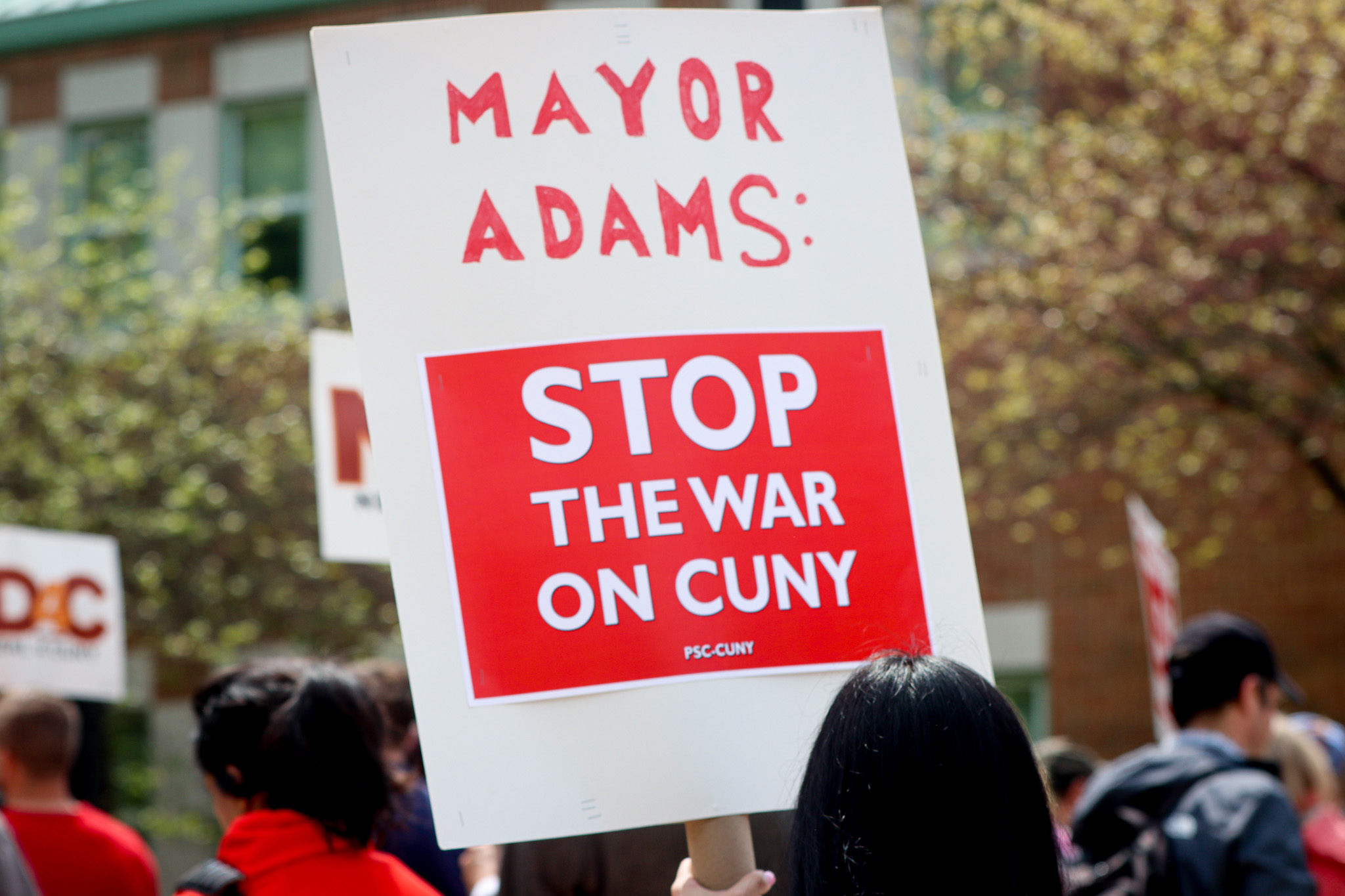 Students, faculty and staff march for a New Deal for CUNY at the College of Staten Island on Tuesday, May 9. (Staten Island Advance/ Priya)
