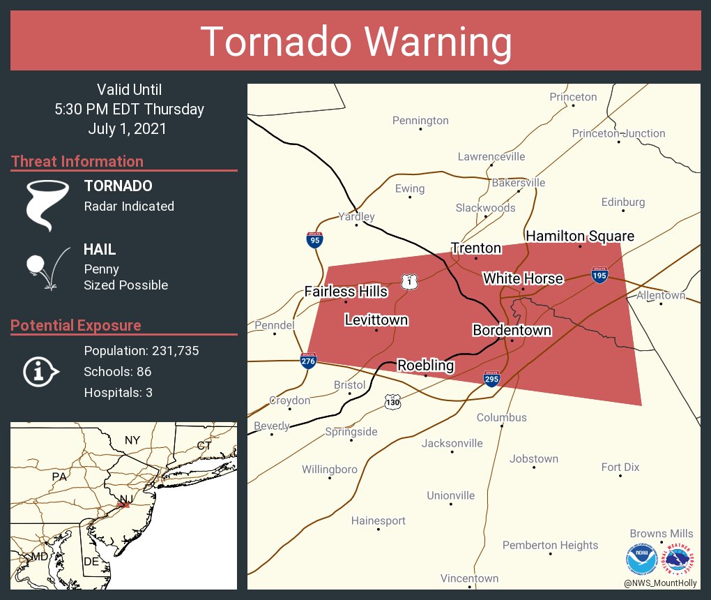 N J Weather Tornado Warning Issued In Central Jersey Nj Com
