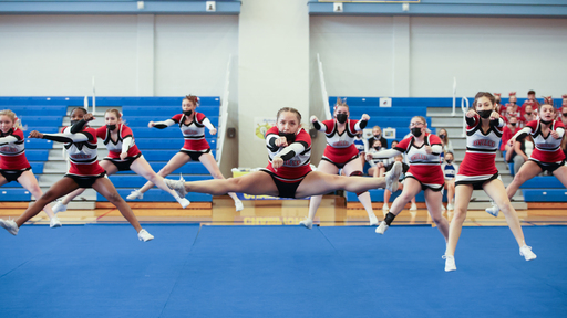 Baldwinsville High School cheerleaders perform during the Cheerleading Section III Championship at Sandy Creek Central School District Saturday, November 6, 2021. Marilu Lopez Fretts | Contributing Photographer Marilu Lopez Fretts