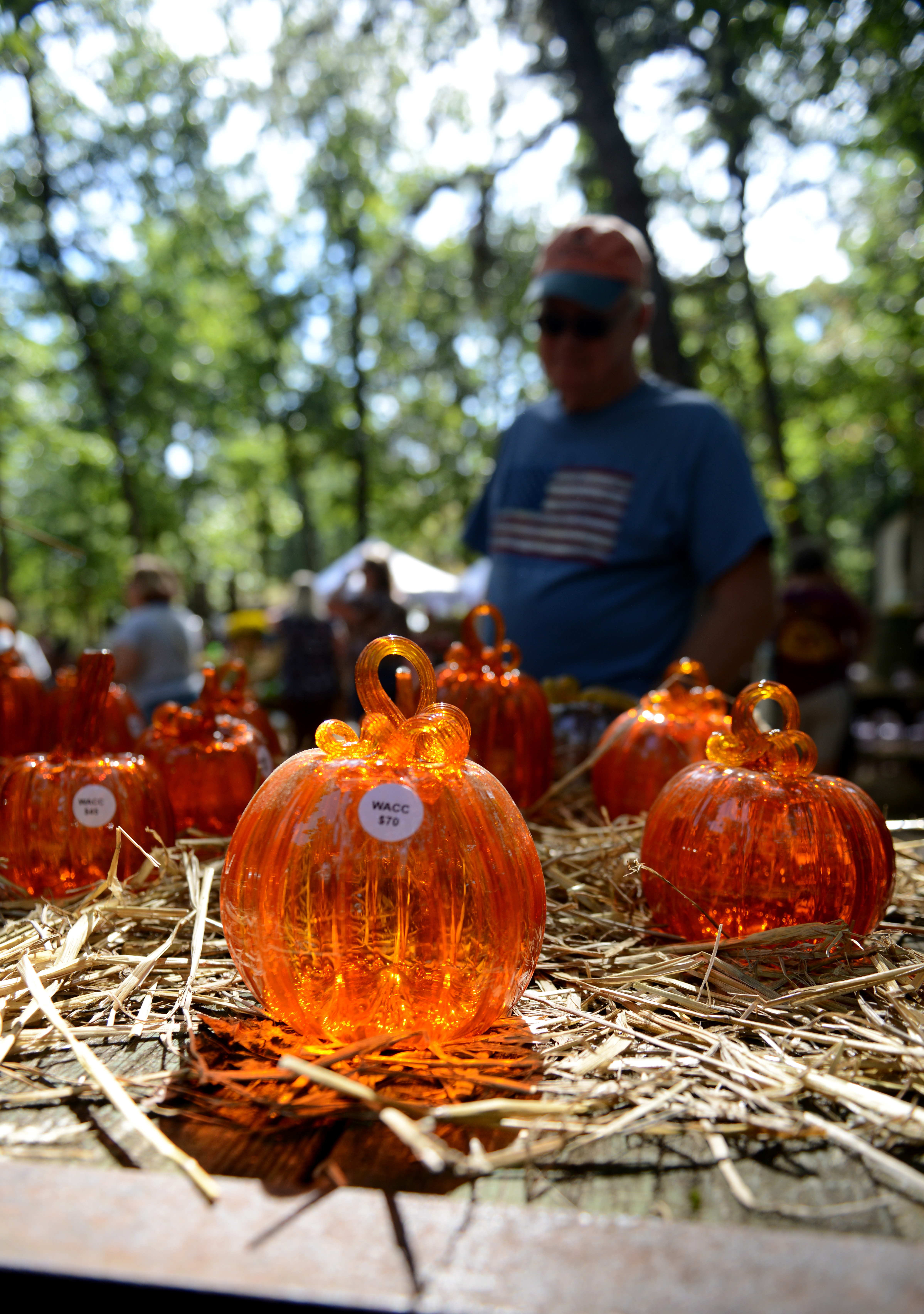 Handcrafted glass pumpkins are display in the glass pumpkin patch during the 22nd annual Festival of Fine Craft at Wheaton Arts in Millville, Saturday, Oct. 2, 2021.