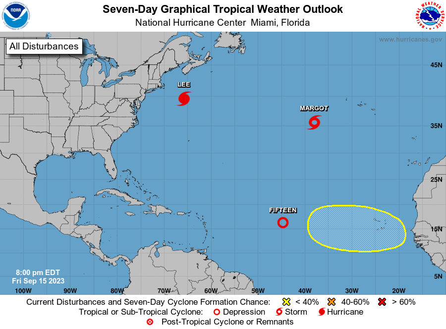 National Hurricane Center on X: 11 am AST: Hurricane #Lee is a large  hurricane and approaching New England and Atlantic Canada. Here are the Key  Messages. Visit  for details.   /