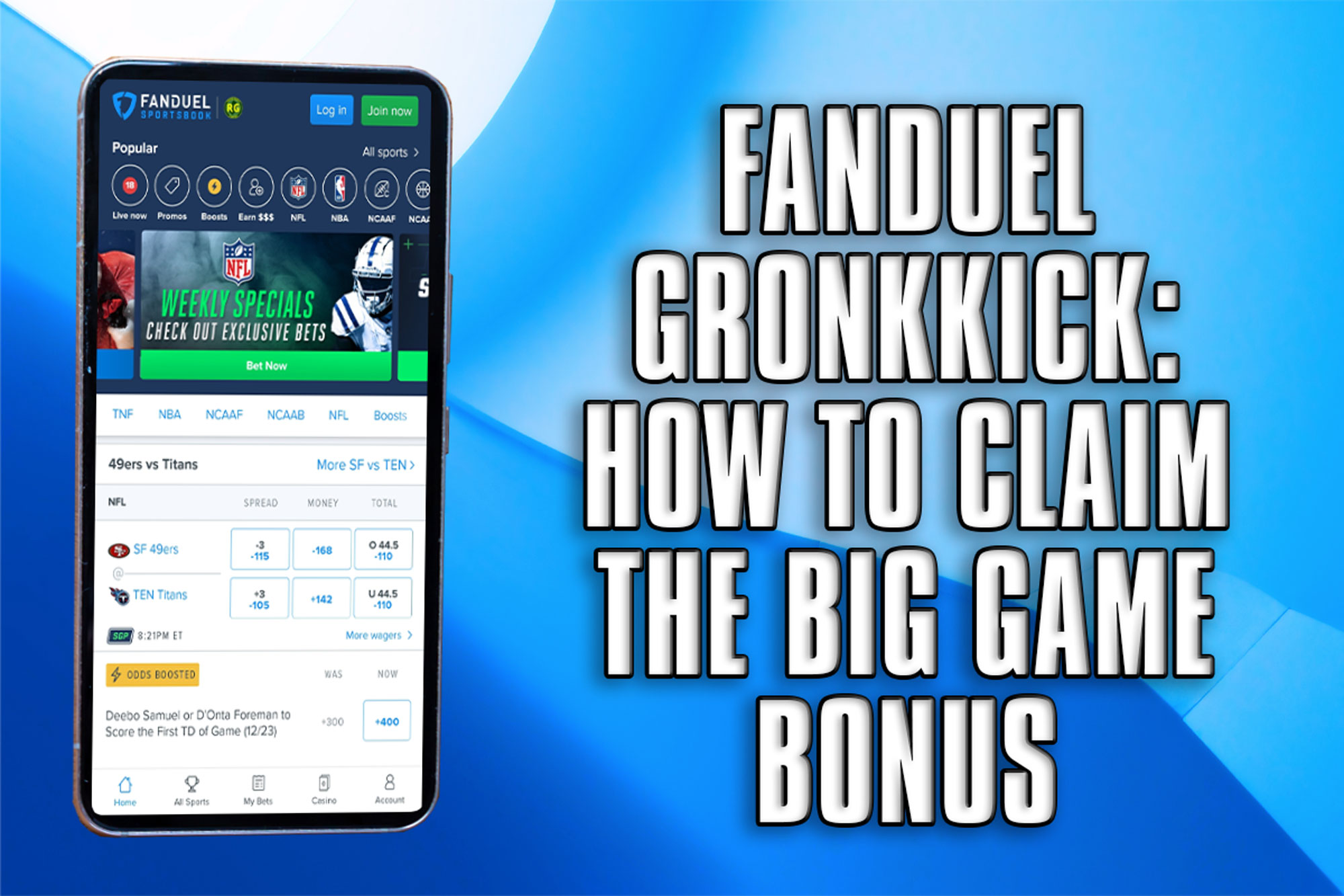 FanDuel Super Bowl ad 2023 stars live Gronk field goal attempt