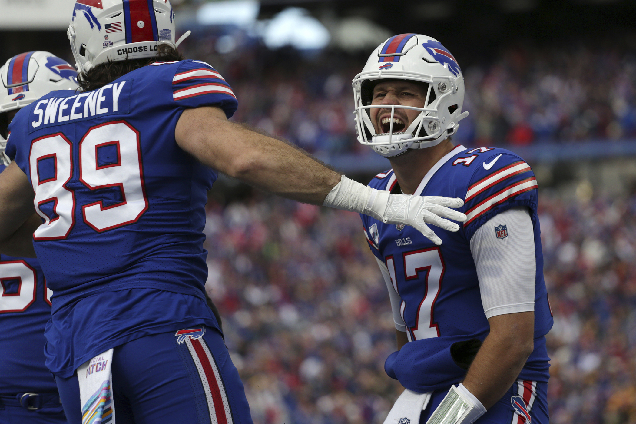 Buffalo Bills cornerback Levi Wallace (39) intercepts a pass