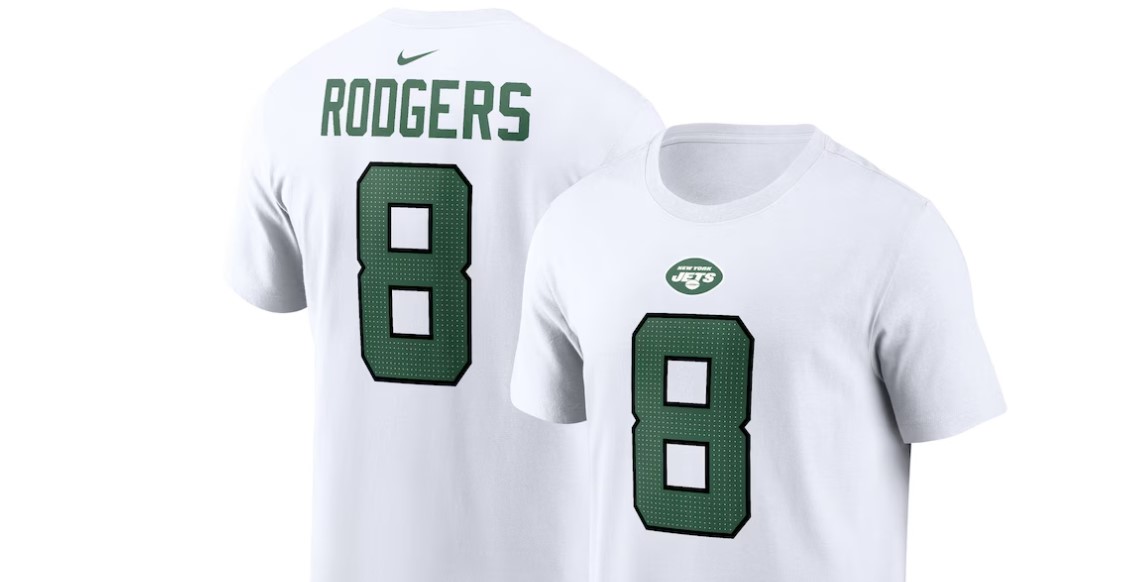 Nike Youth New York Jets Aaron Rodgers #8 Green T-Shirt