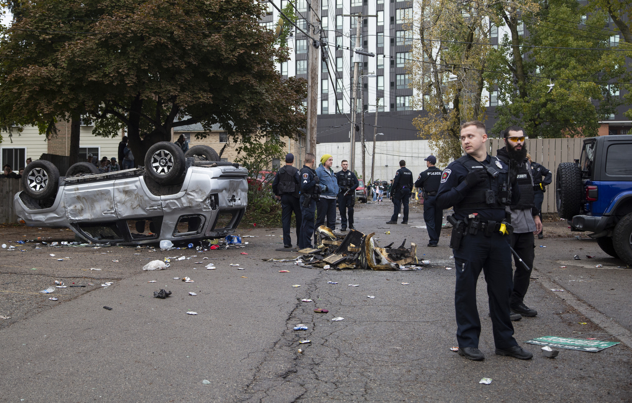 Spartans celebrate rivalry win against the Wolverines