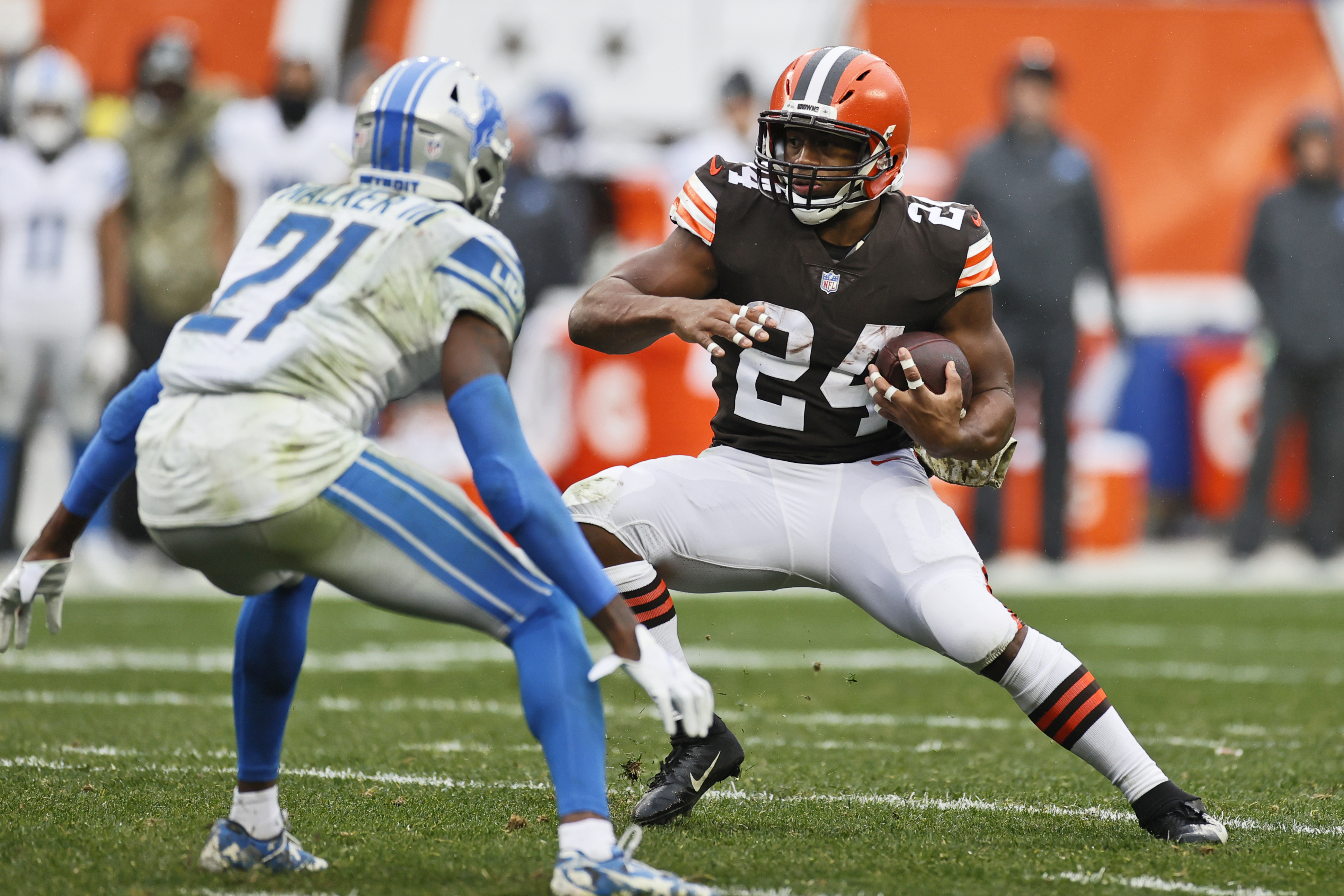 Cleveland Browns running back Nick Chubb vs. Detroit Lions, November 21,  2021 