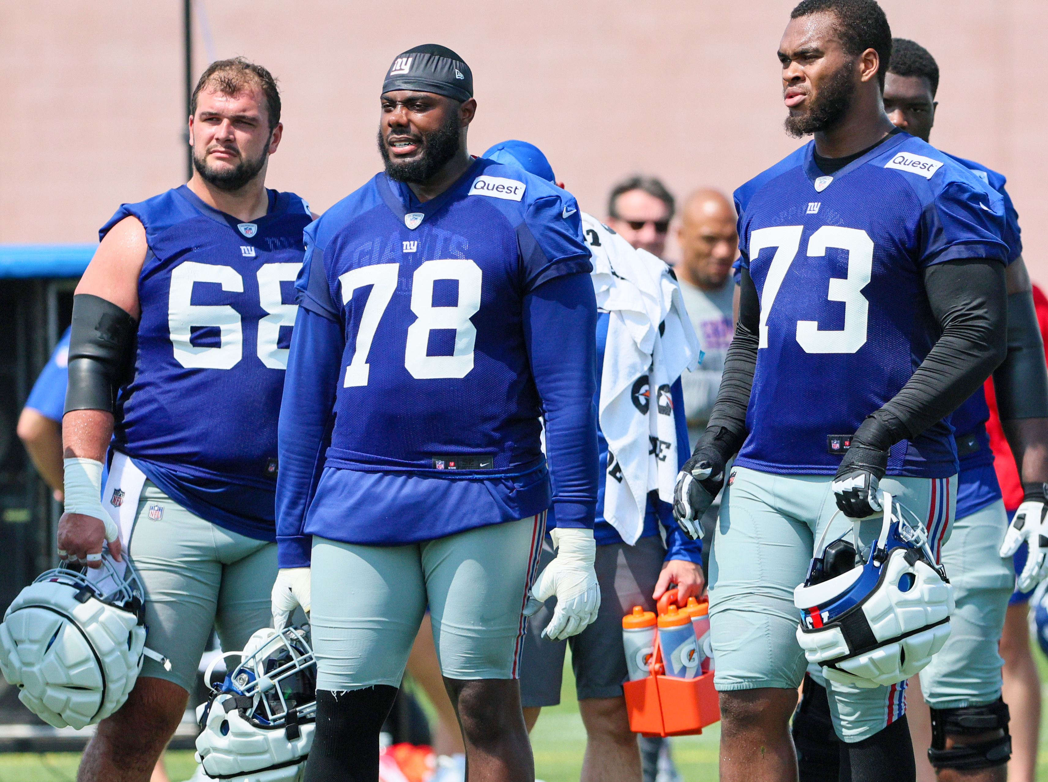 EAST RUTHERFORD, NJ - JULY 30: Ben Bredeson (68) New York Giants guard  during training camp on