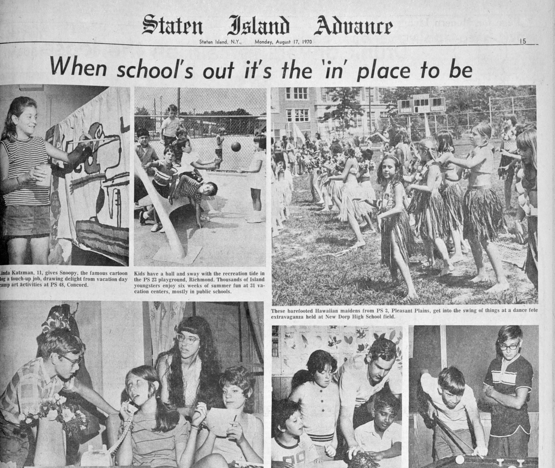 Advance historic page from Aug. 17, 1970: Summer fun for kids - silive.com