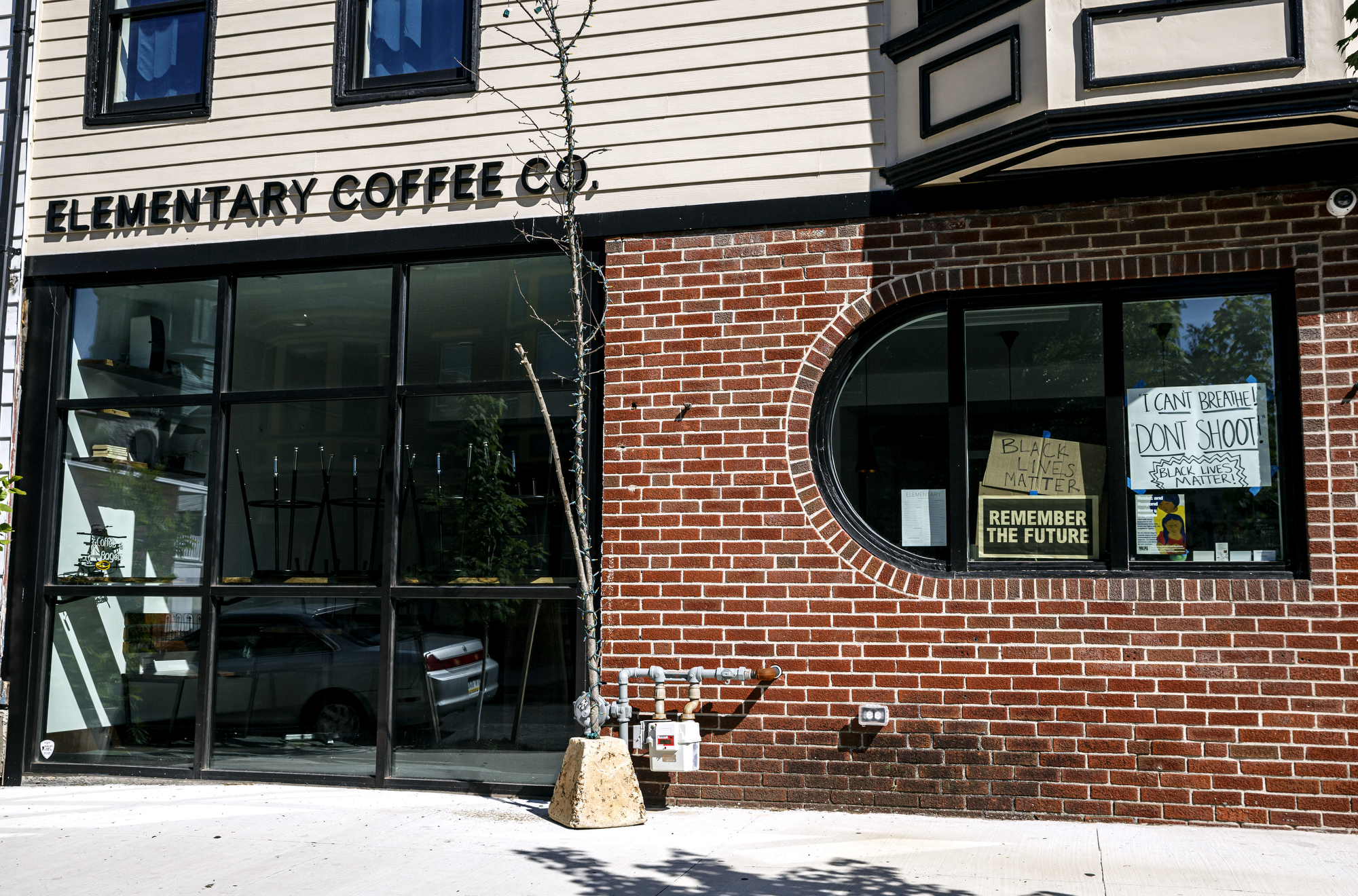Elementary Coffee Co. on North Street has signs in the window reading "Black Lives Matter" and "I can't breathe. Don't shoot." The streets of Harrisburg the day after protests over the death of George Floyd turned violent.
May 31, 2020. 
Dan Gleiter | dgleiter@pennlive.com