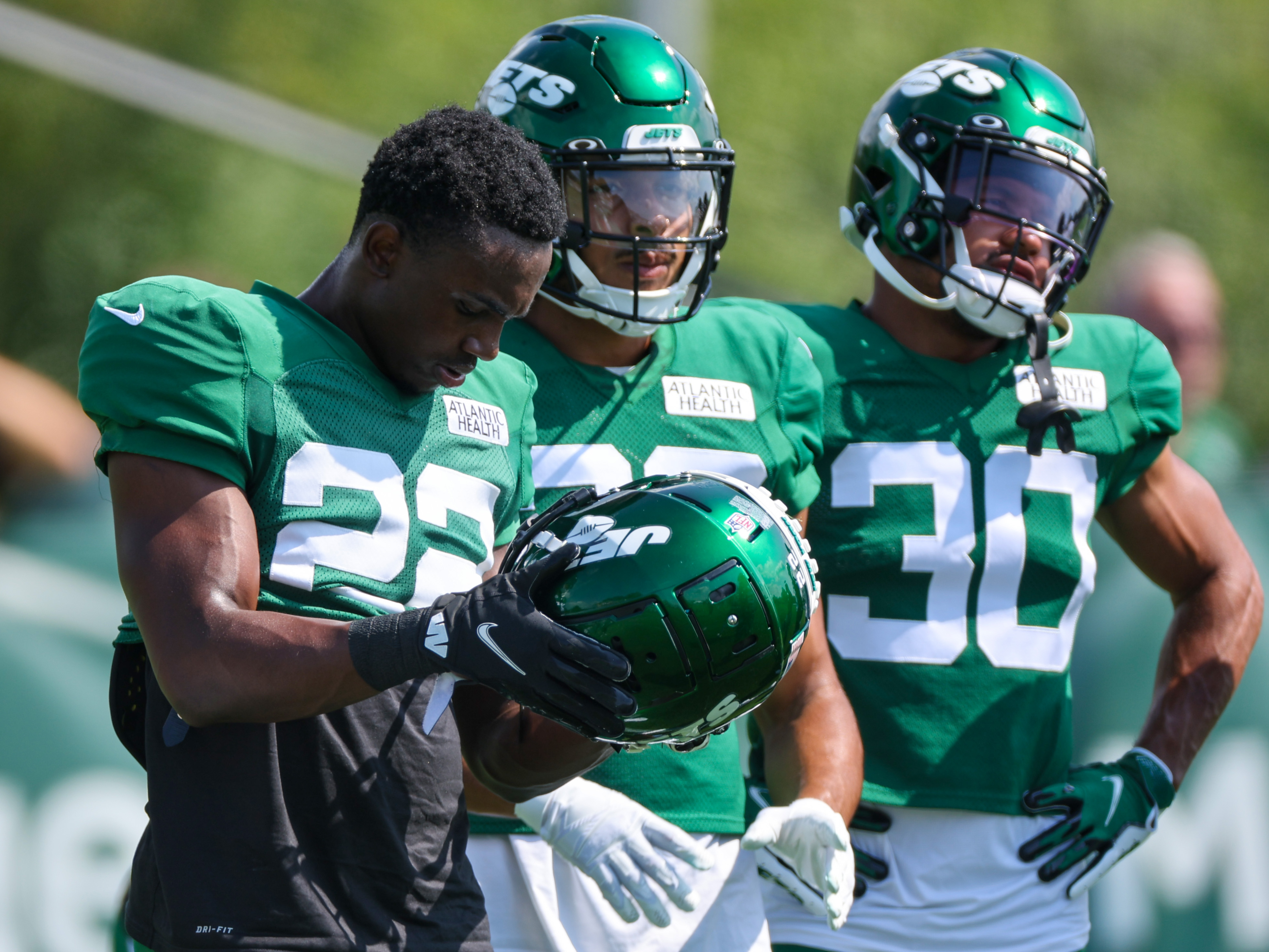 USA. 29th July, 2022. July 29, 2022, Florham Park, New Jersey, USA: New  York Jets' running back (20) Breece Hall during Jets training camp at the  Atlantic Health Jets Training Center, Florham