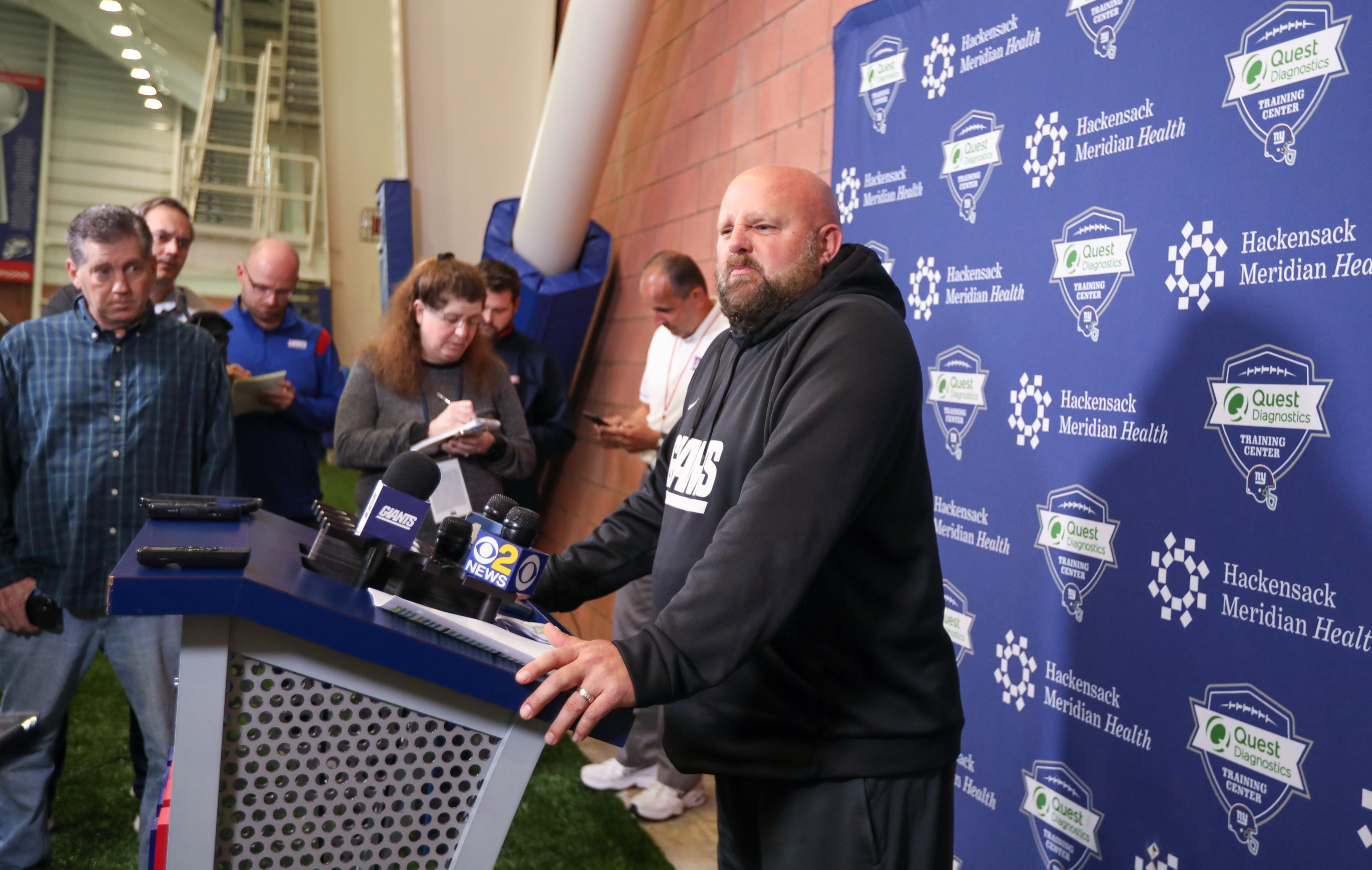New York Giants head coach Brian Daboll speaks to the media before practice on Wednesday, Oct. 26, 2022. Daboll and the Giants (6-1) will travel to Seattle to play the Seahawks Sunday.