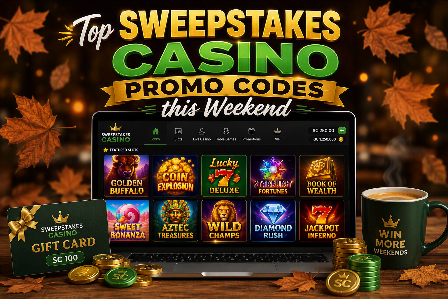 Top Sweepstakes Casino Promo Codes To Win Cash Prizes This Weekend