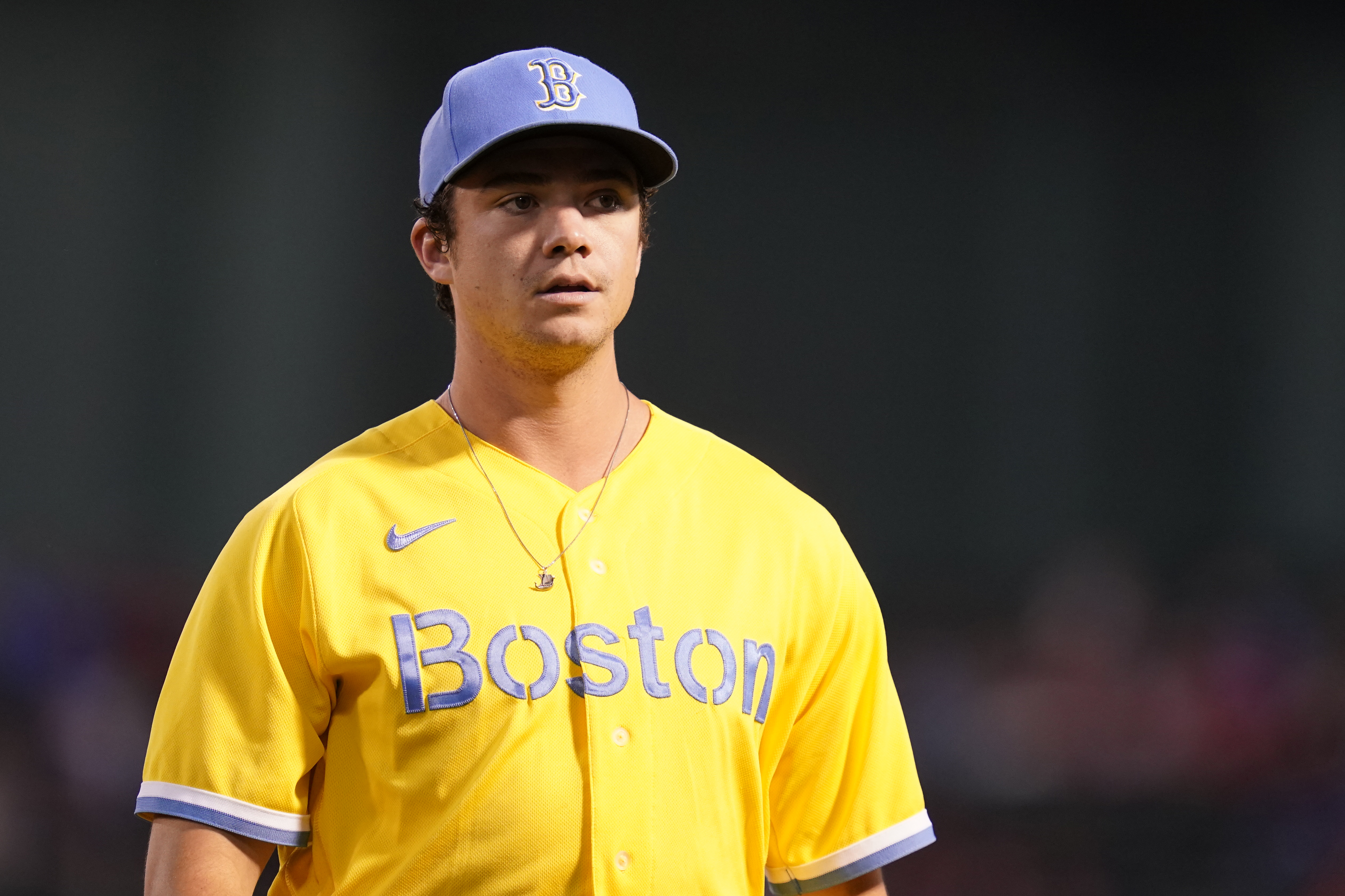 The Red Sox will be wearing yellow and blue uniforms on Patriots