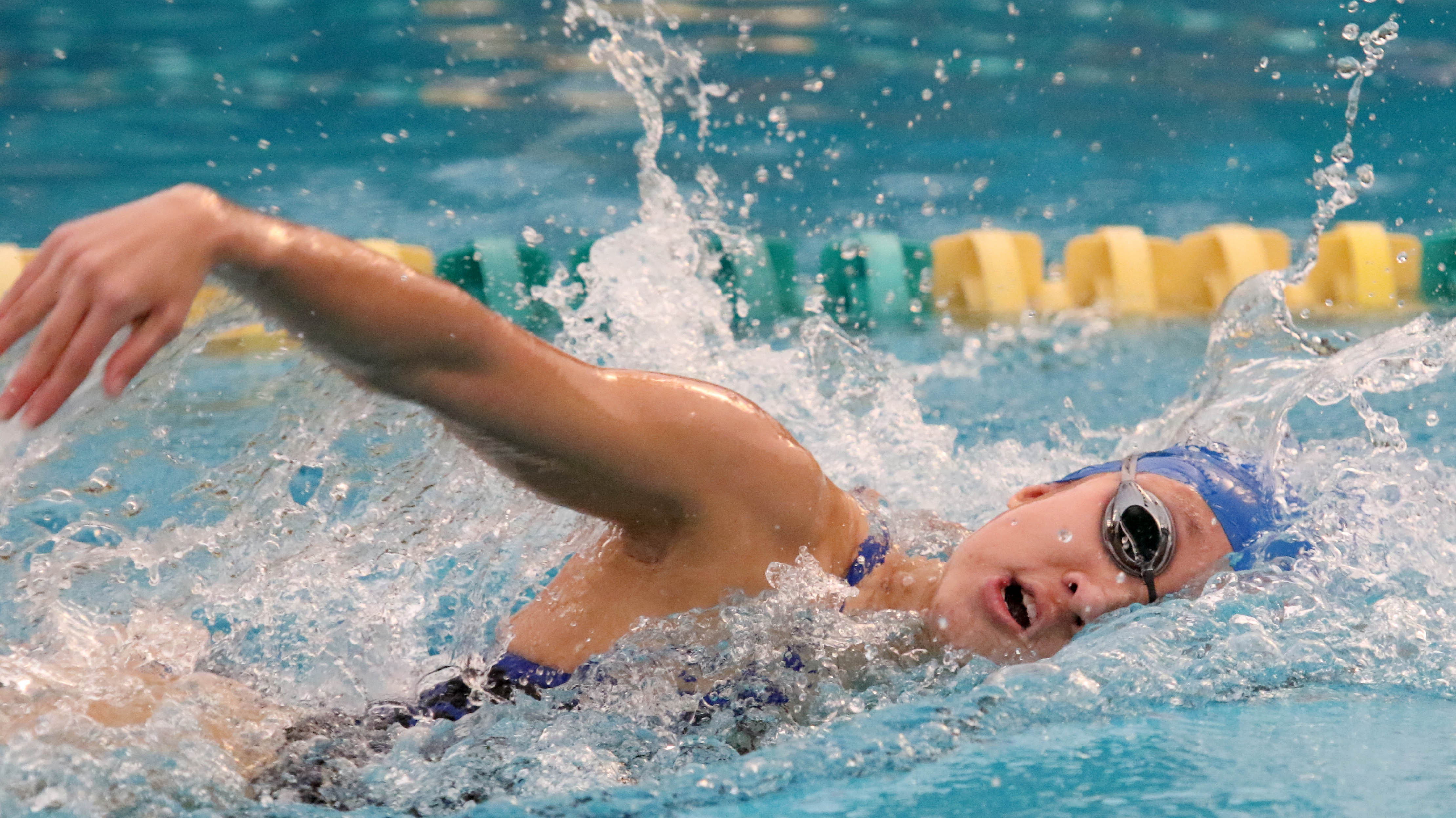 High school girls and boys swimming Princeton at West Windsor