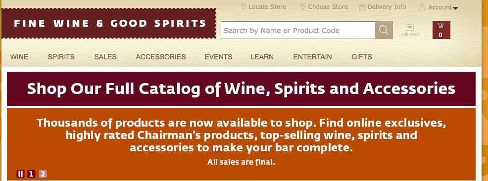 Which spirits wines were top PLCB online sellers during the 2020