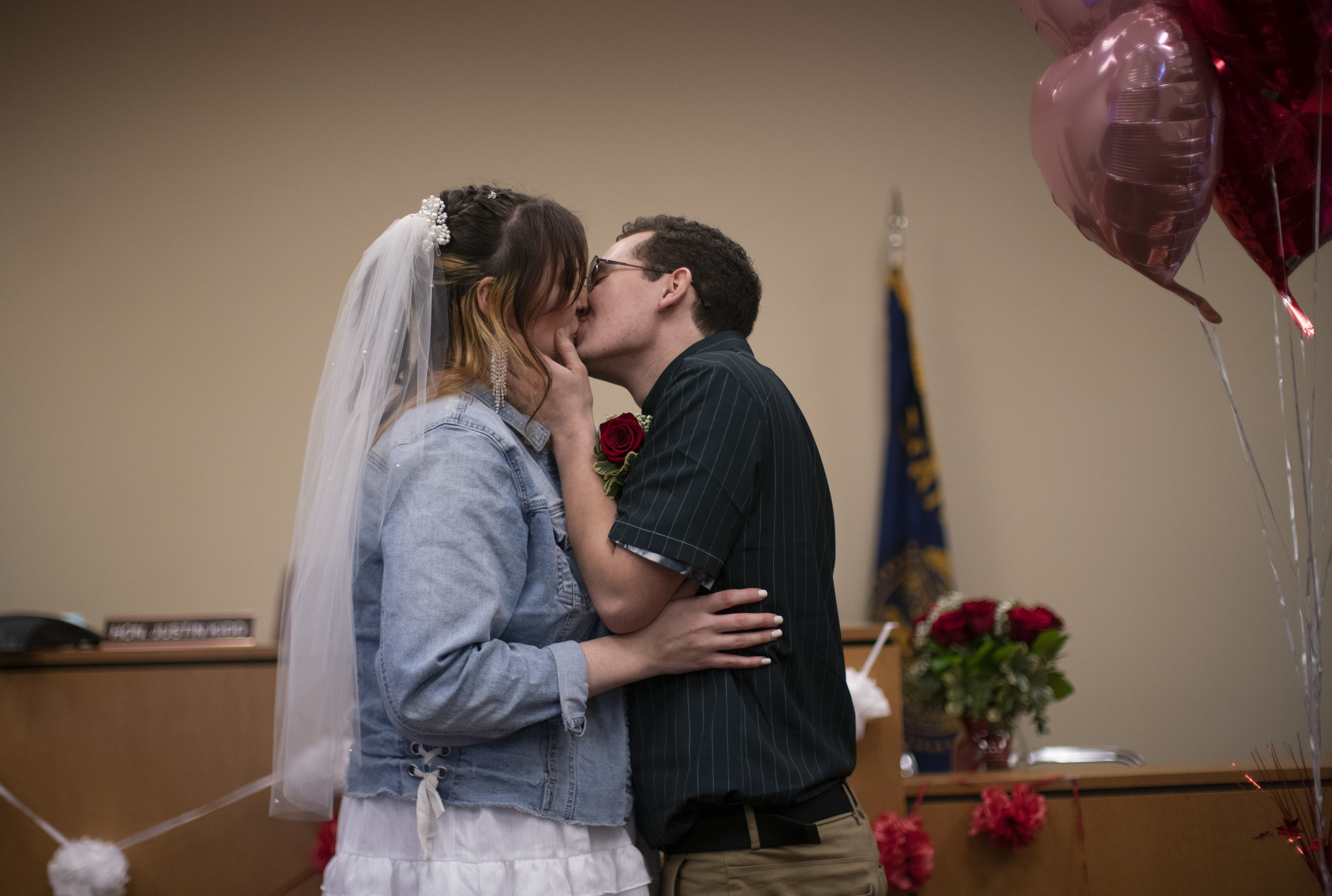 James and Reily Pichardo were married by Justice of the Peace Justin Kidd, who officiated weddings throughout the day at the Marion County Justice Court in Salem, February 14, 2023. Beth Nakamura/The Oregonian