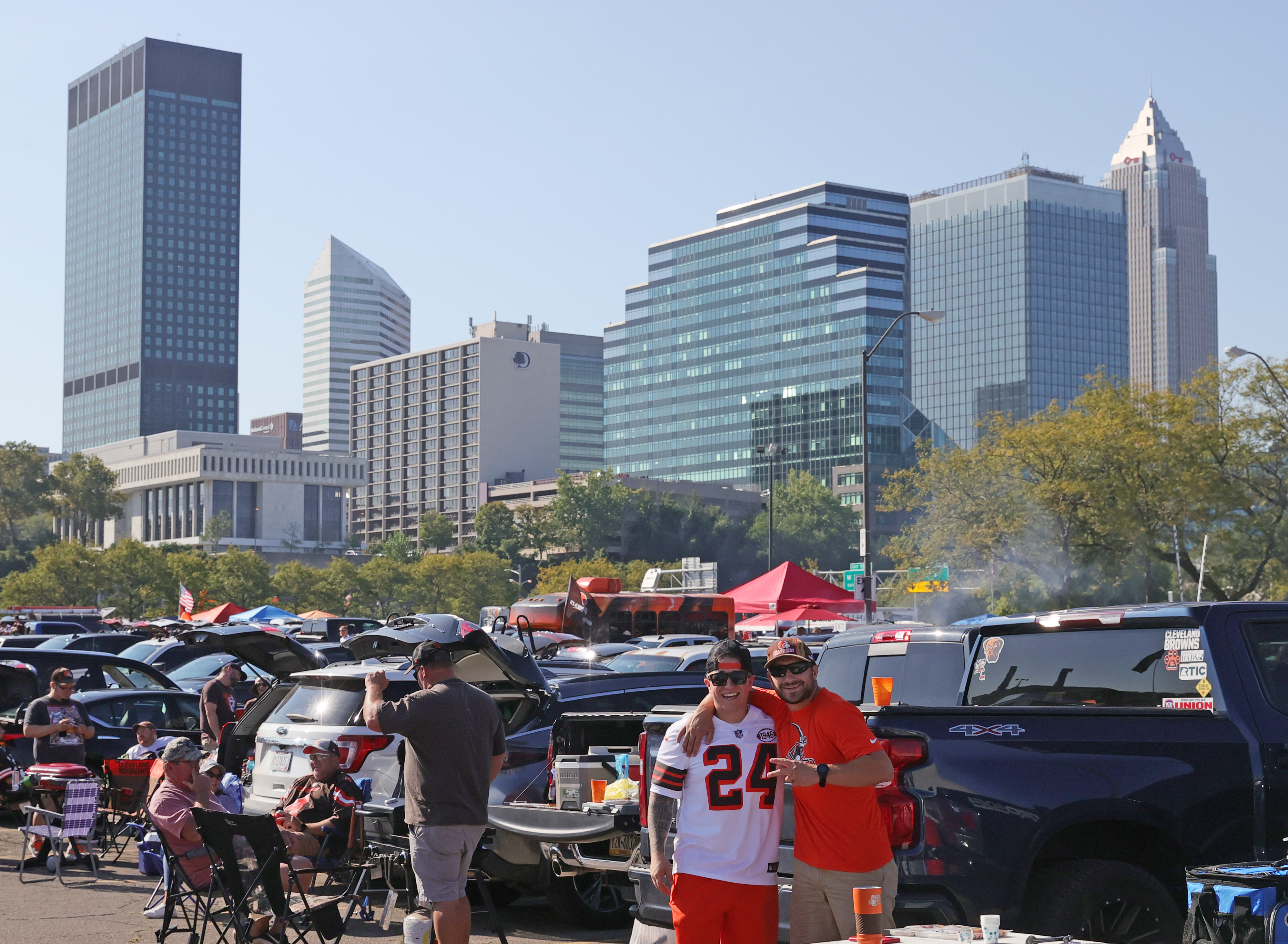 The infamous muni-lot in Cleveland, Ohio hosts tailgaters prior to