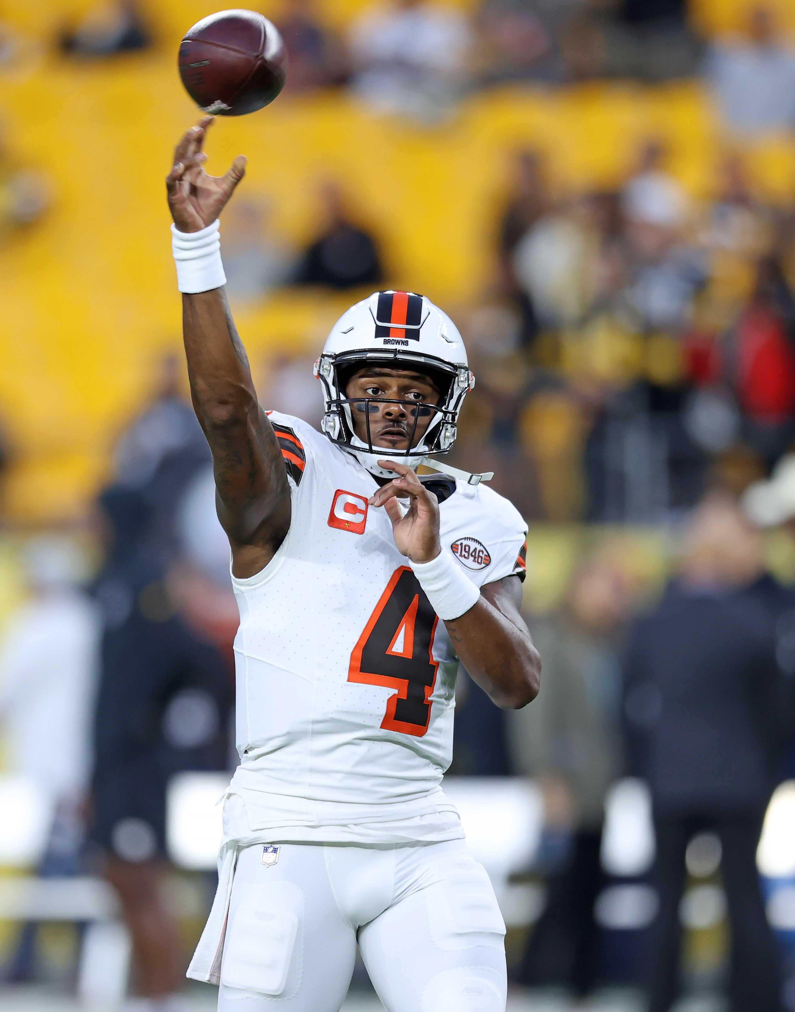 Cleveland Browns wide receiver David Bell warms up before an NFL